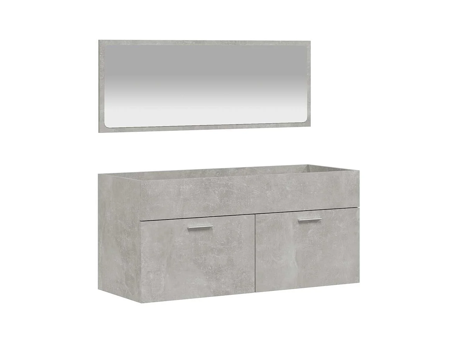 Badkamermeubel met spiegel in betongrijs bewerkt hout