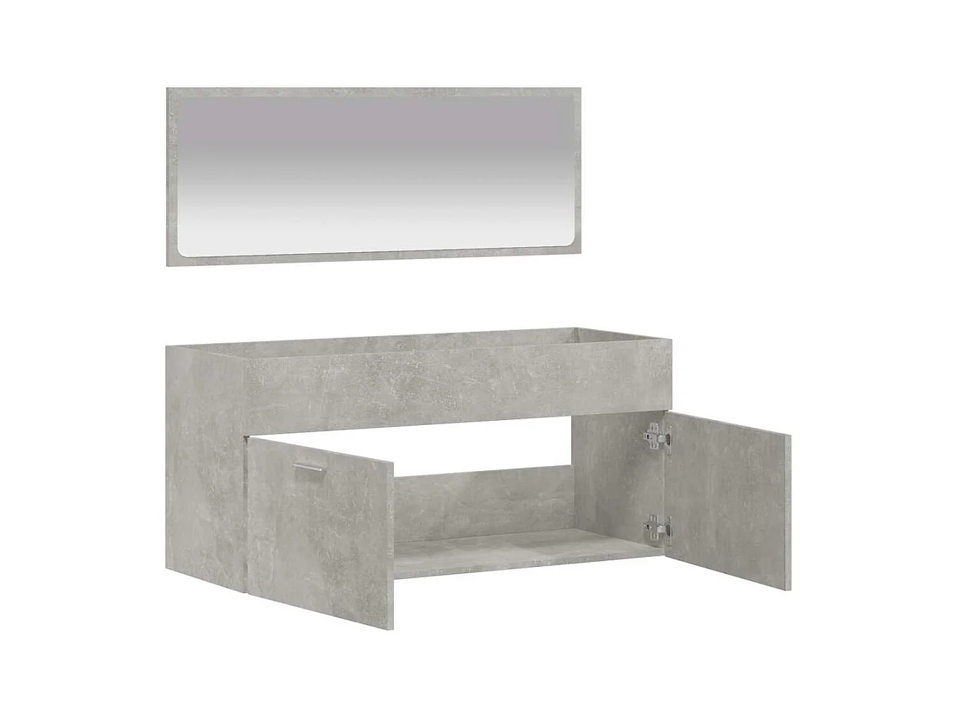 Badkamermeubel met spiegel in betongrijs bewerkt hout