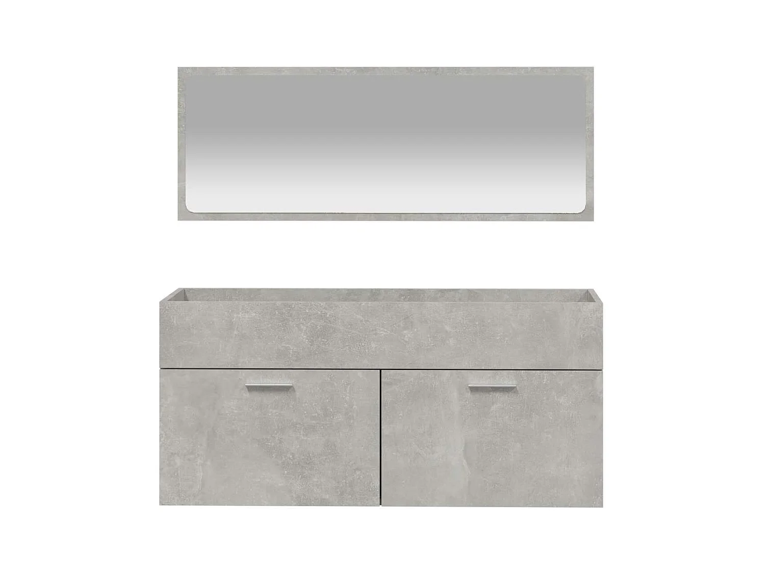 Badkamermeubel met spiegel in betongrijs bewerkt hout