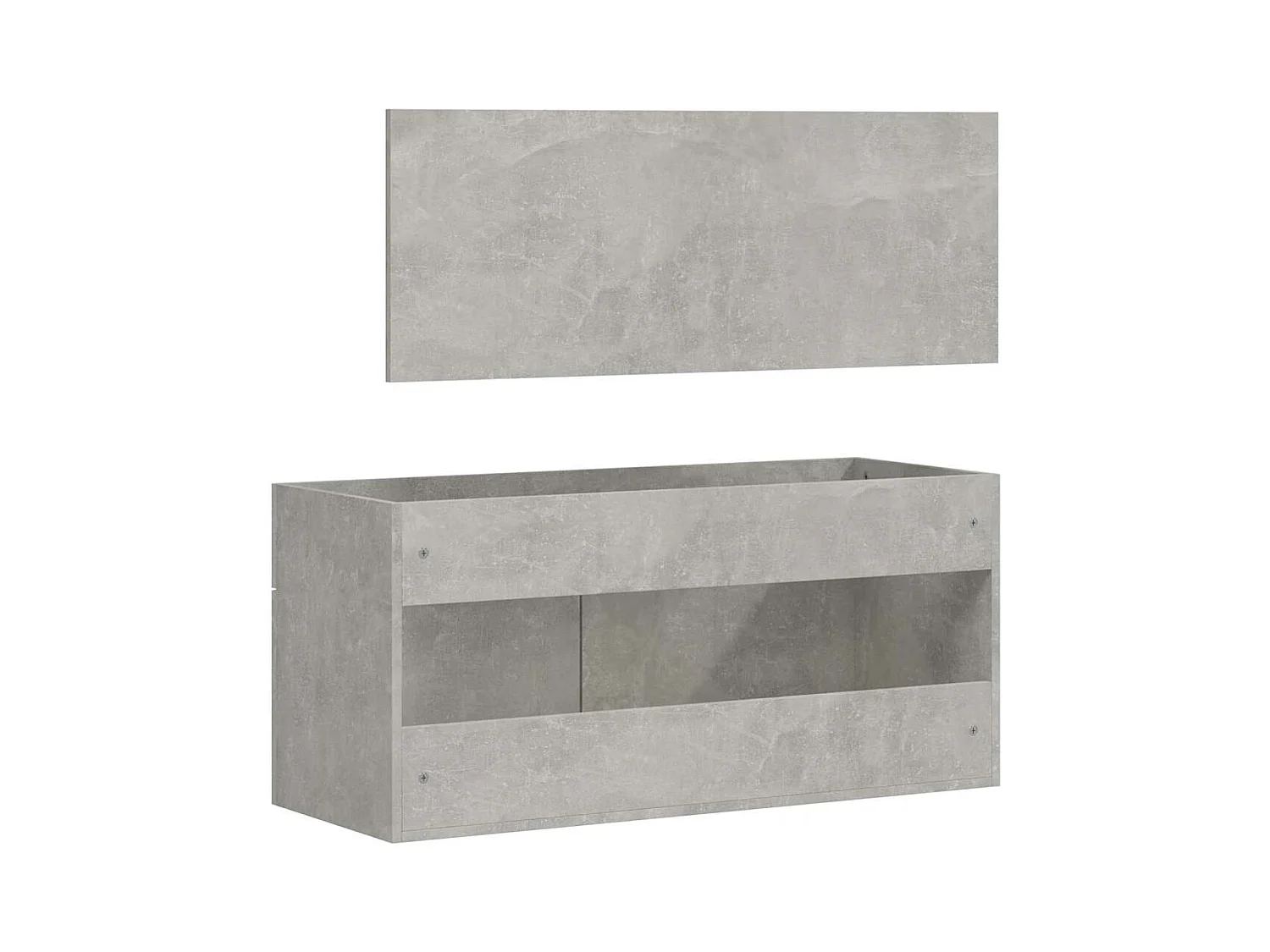 Badkamermeubel met spiegel in betongrijs bewerkt hout