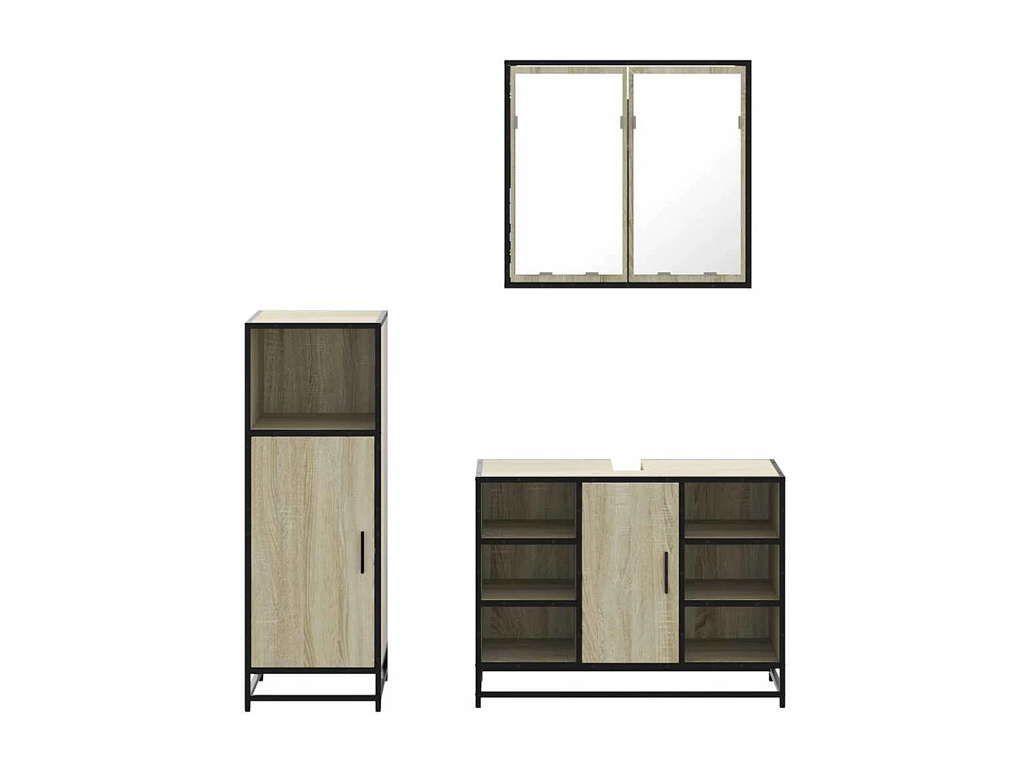 Ensemble de meubles de salle de bain 3 pcs chêne sonoma