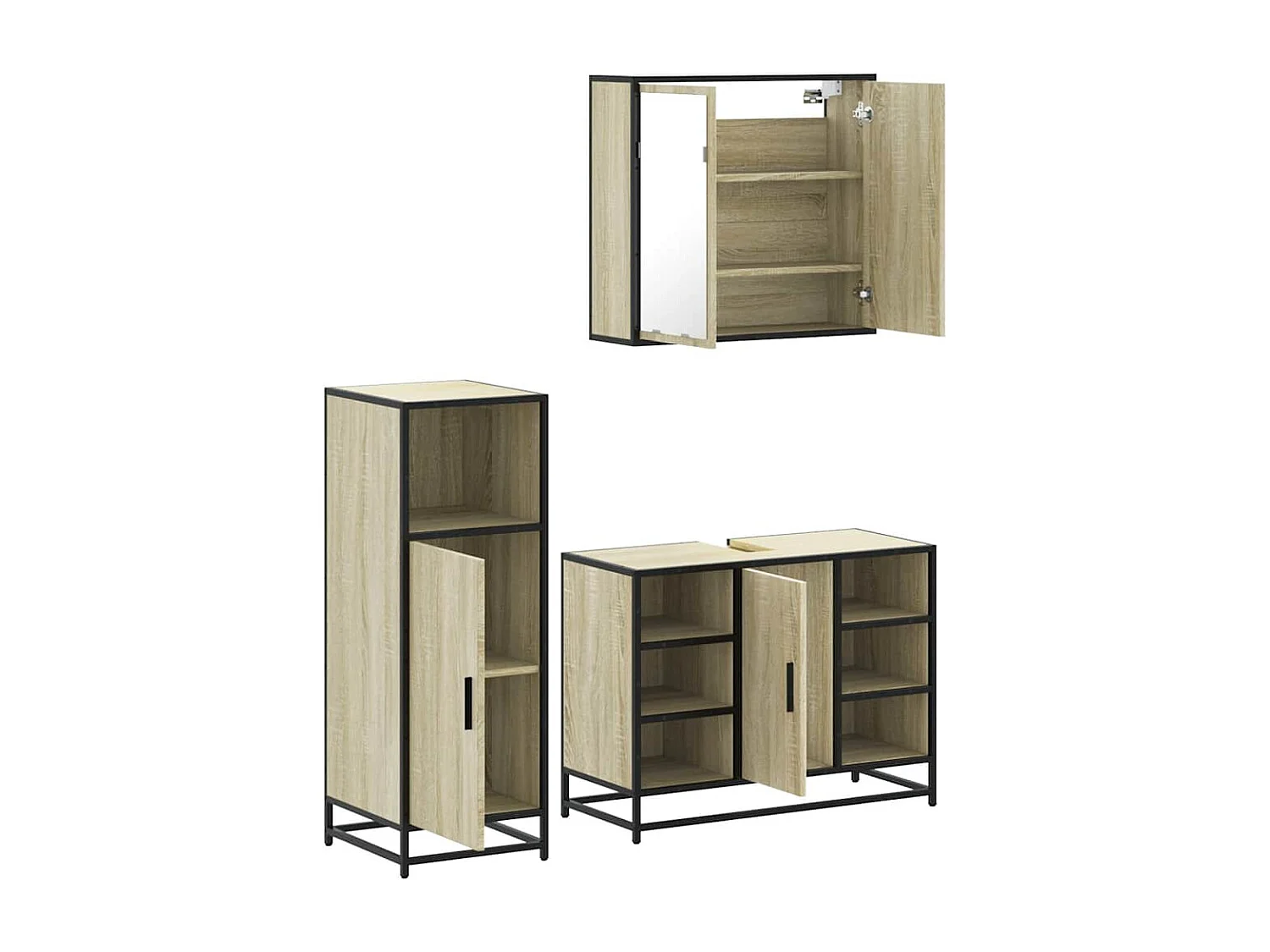 Ensemble de meubles de salle de bain 3 pcs chêne sonoma