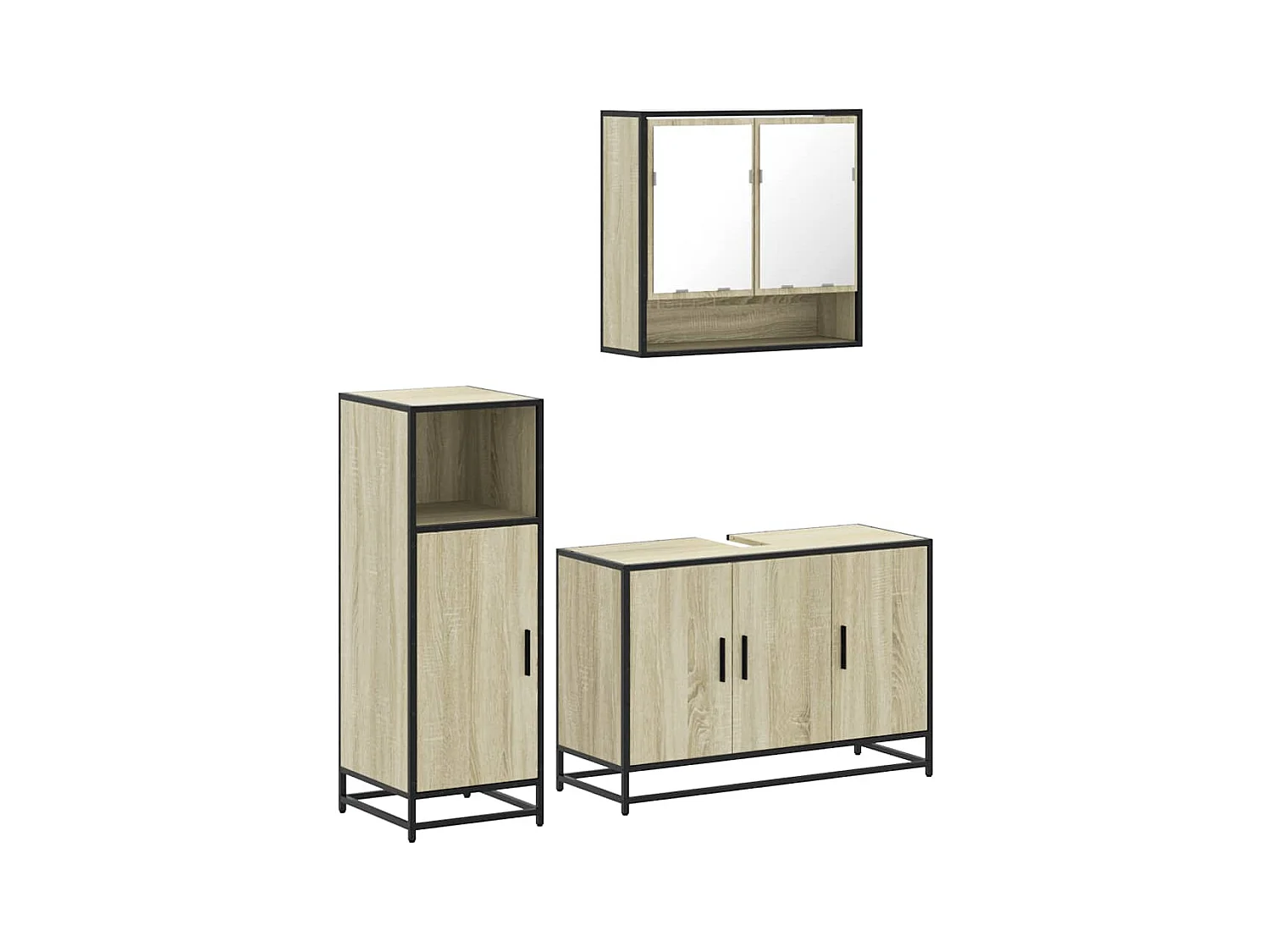 Ensemble de meubles de salle de bain 3 pcs chêne sonoma