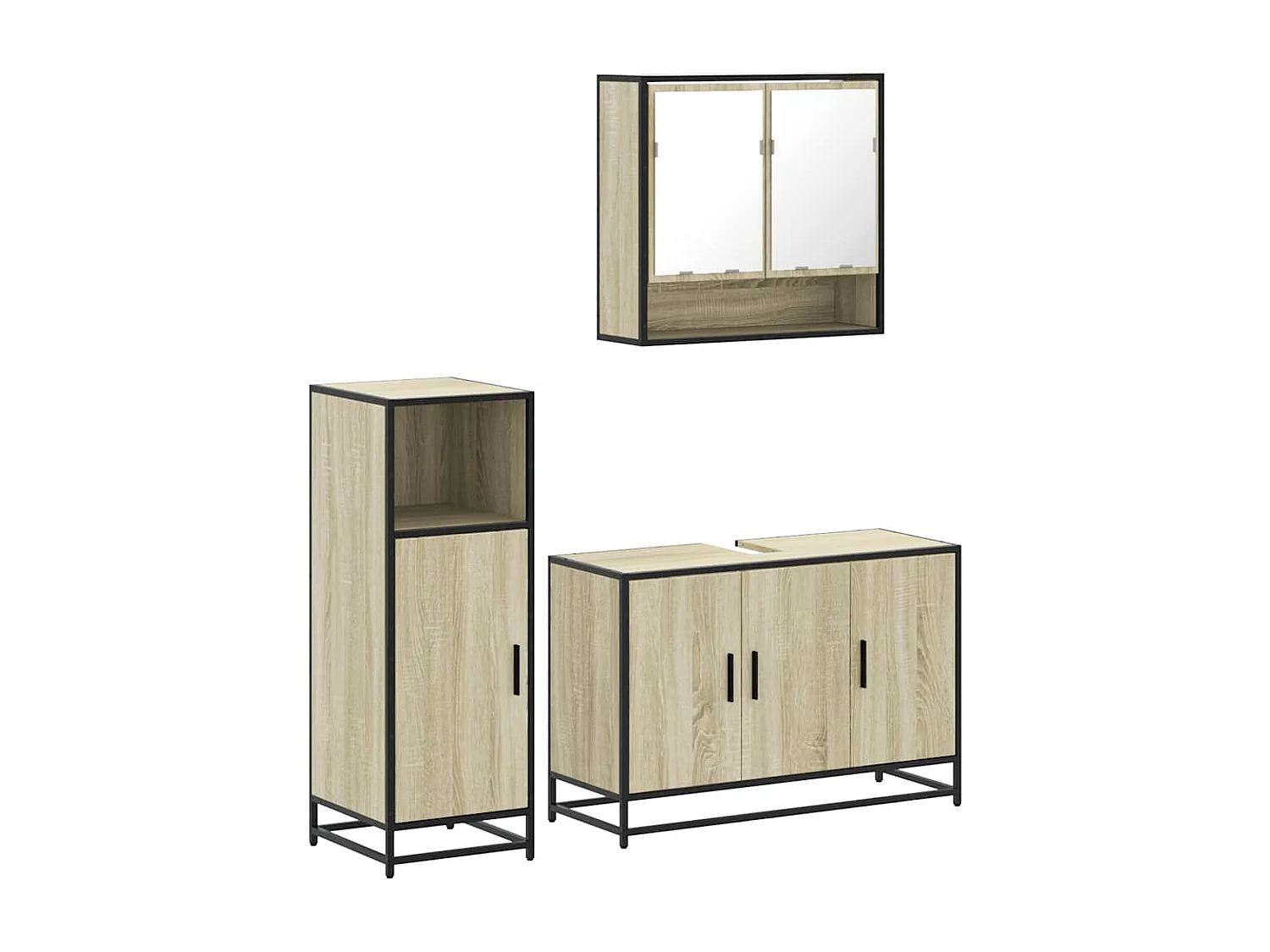 Ensemble de meubles de salle de bain 3 pcs chêne sonoma