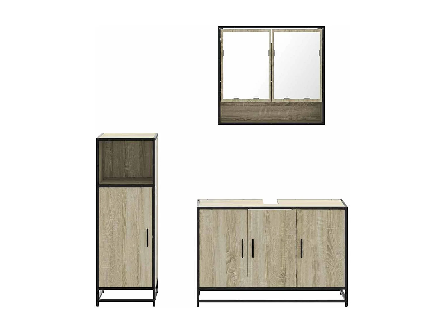 Ensemble de meubles de salle de bain 3 pcs chêne sonoma