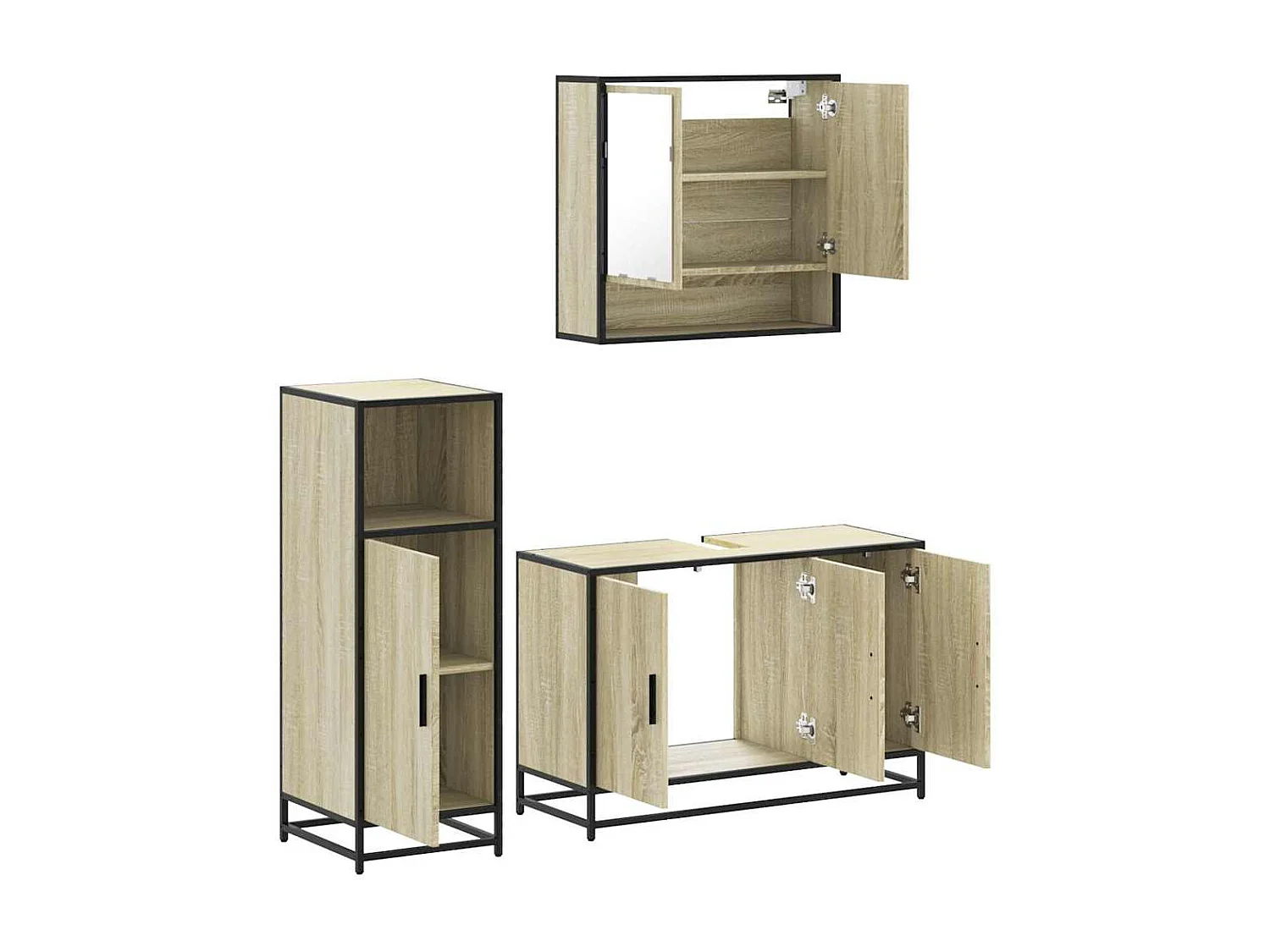 Ensemble de meubles de salle de bain 3 pcs chêne sonoma