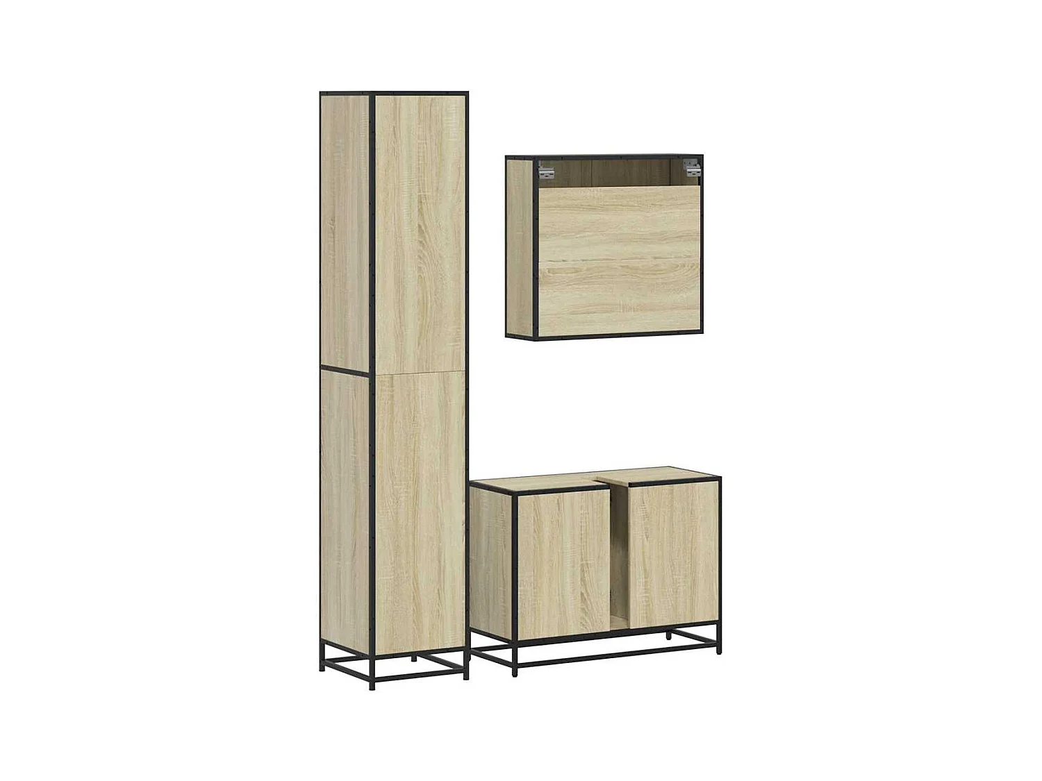 Set di mobili da bagno 3 pezzi in rovere Sonoma