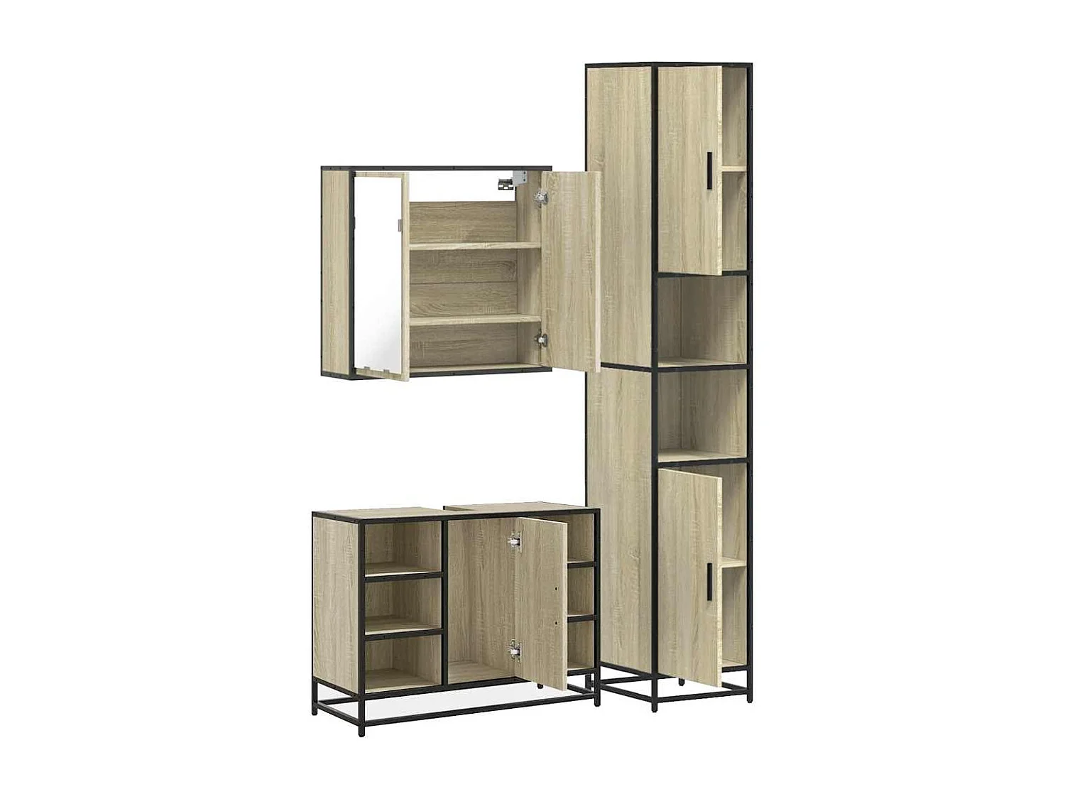 Ensemble de meubles de salle de bain 3 pcs chêne sonoma