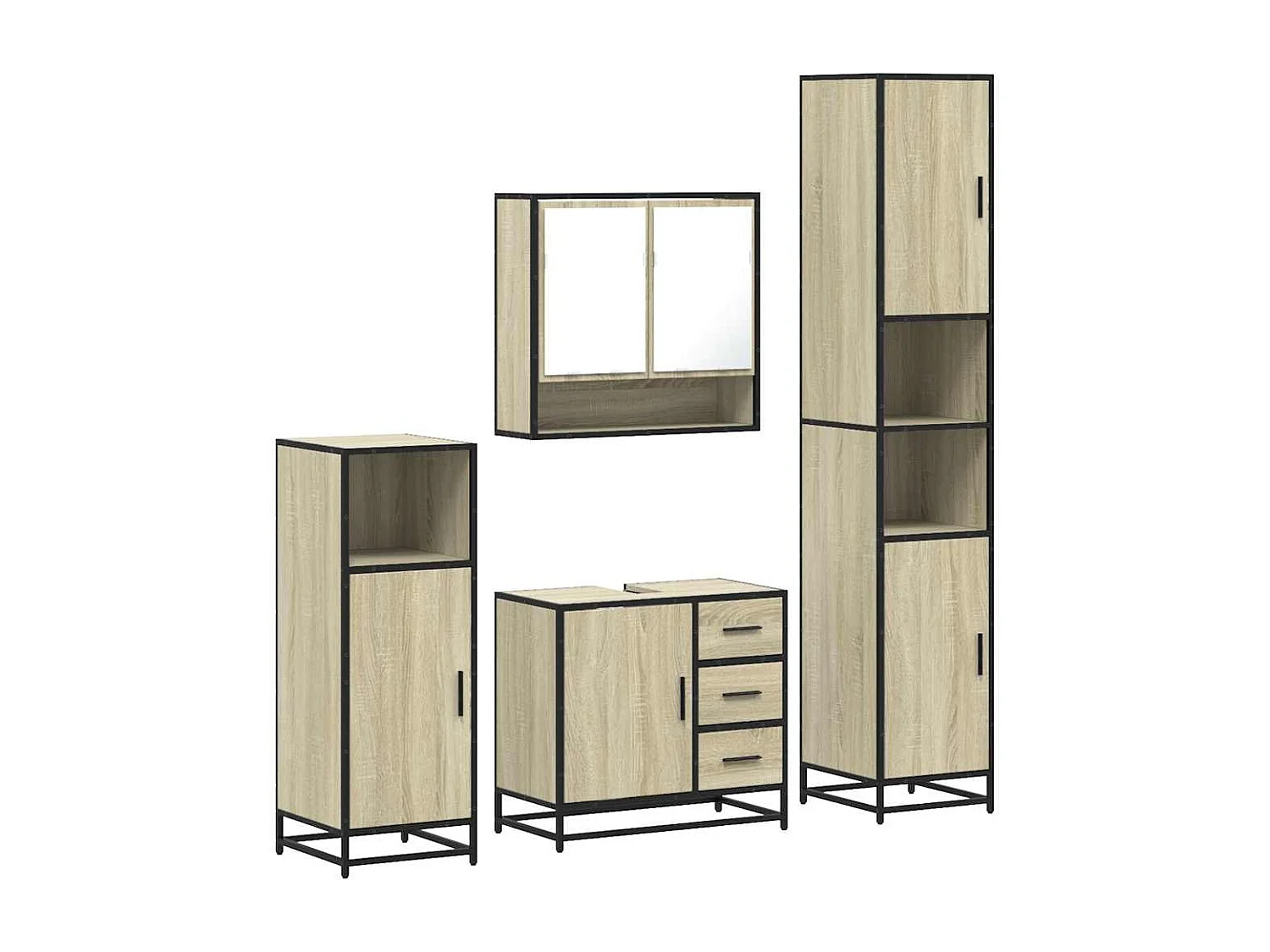 Ensemble de meubles de salle de bain 4 pcs chêne sonoma