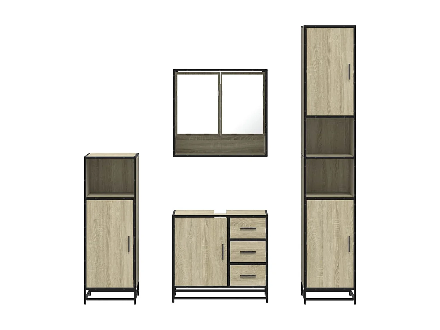 Ensemble de meubles de salle de bain 4 pcs chêne sonoma