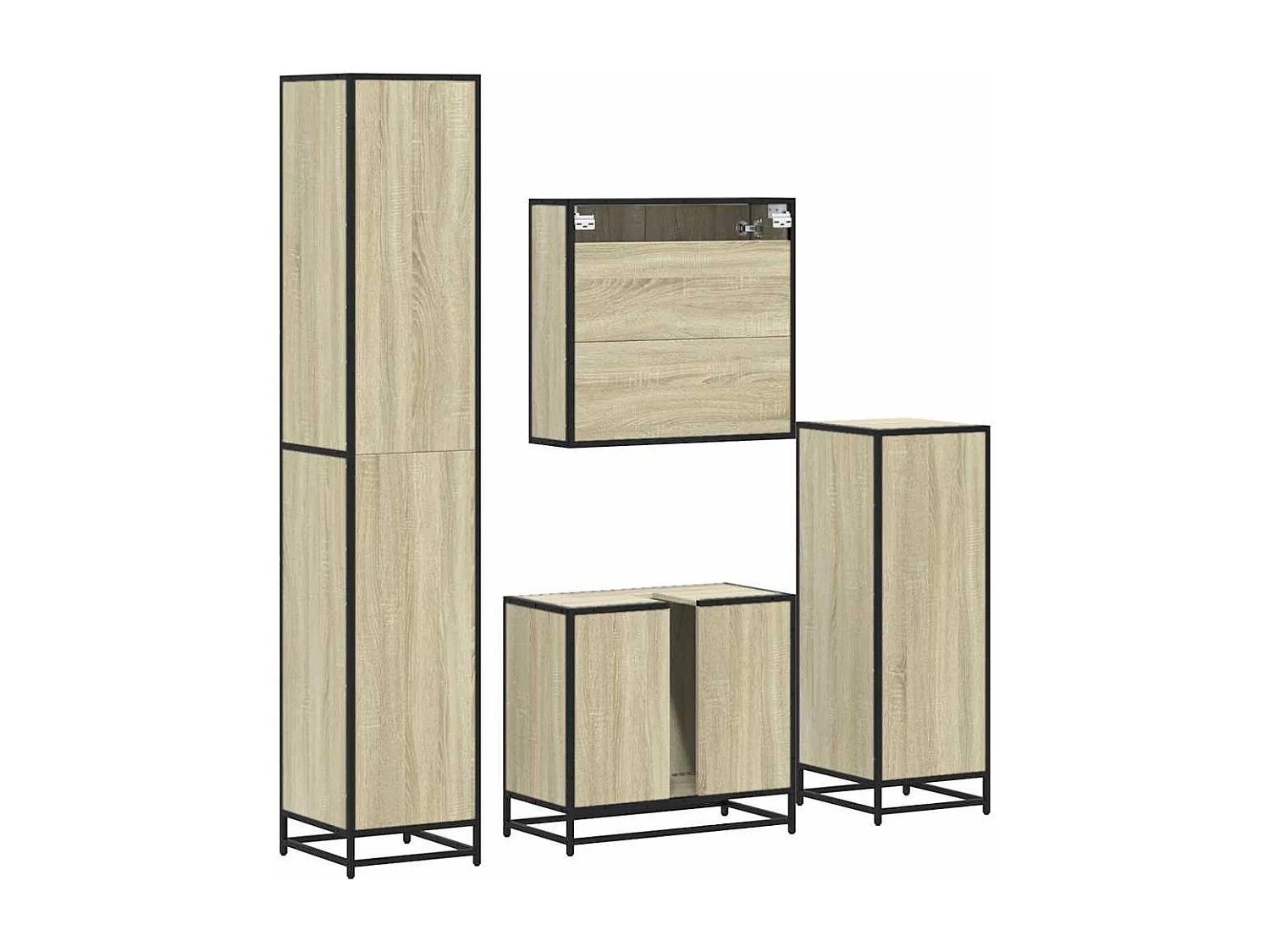 Ensemble de meubles de salle de bain 4 pcs chêne sonoma