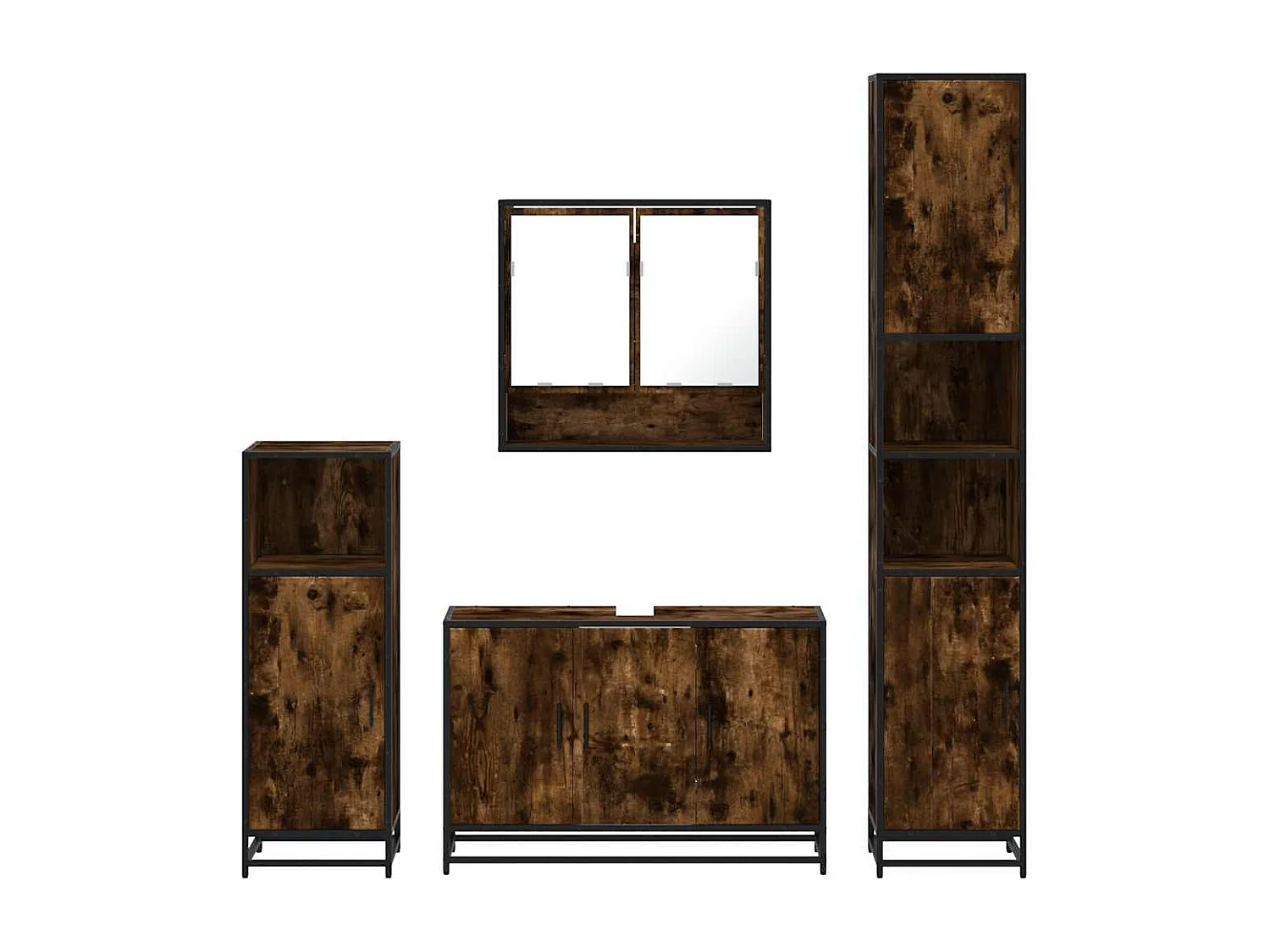 Ensemble meubles salle de bain 4 pcs chêne fumé bois ingénierie