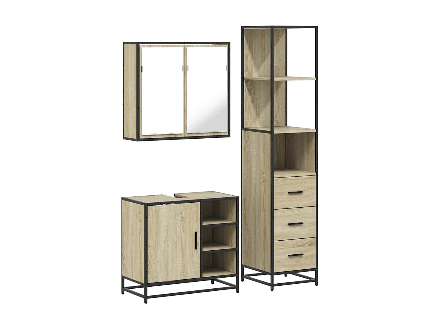 Ensemble de meubles de salle de bain 3 pcs chêne sonoma