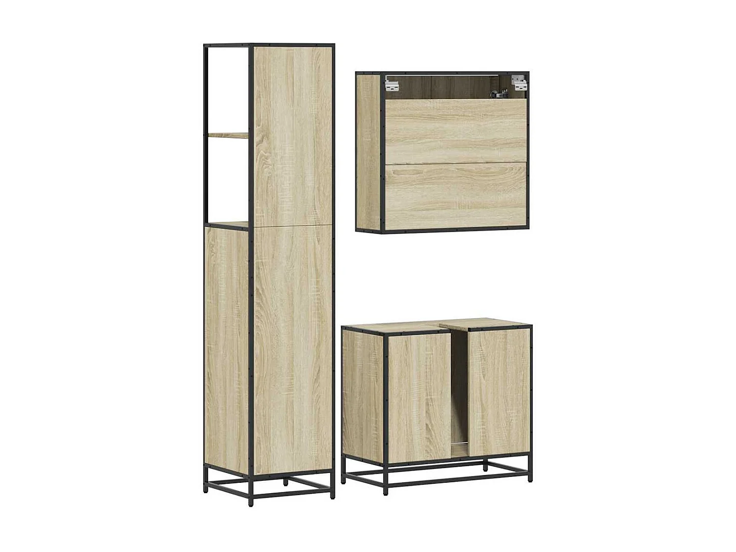 Ensemble de meubles de salle de bain 3 pcs chêne sonoma