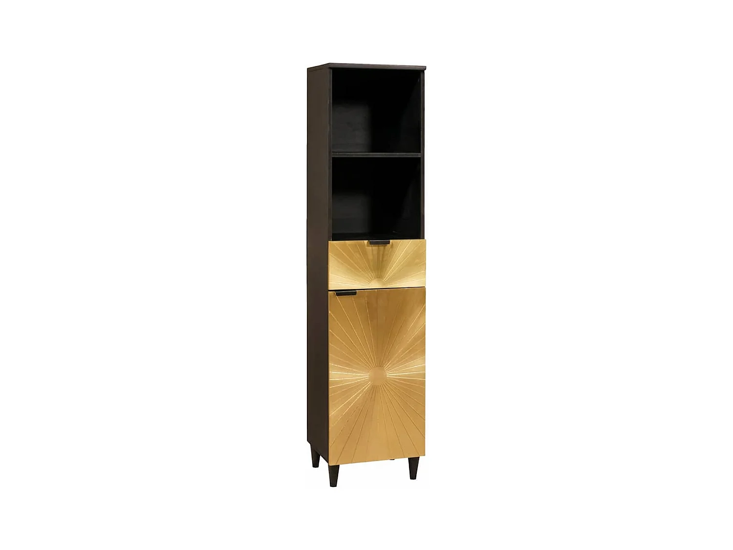 Badezimmerschrank mit Tür Schwarz und Gold 38 x 33 x 160 cm