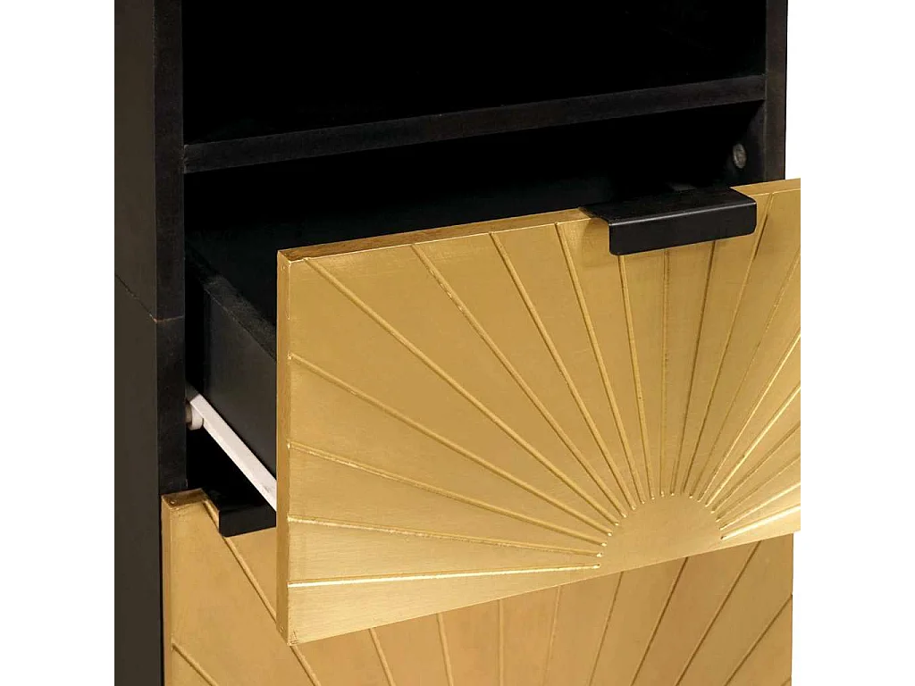 Badezimmerschrank mit Tür Schwarz und Gold 38 x 33 x 160 cm