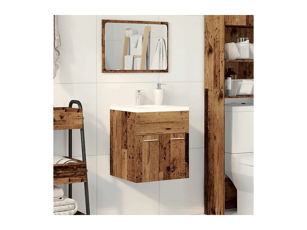 Meuble lavabo de salle de bain vieux bois bois d'ingénierie