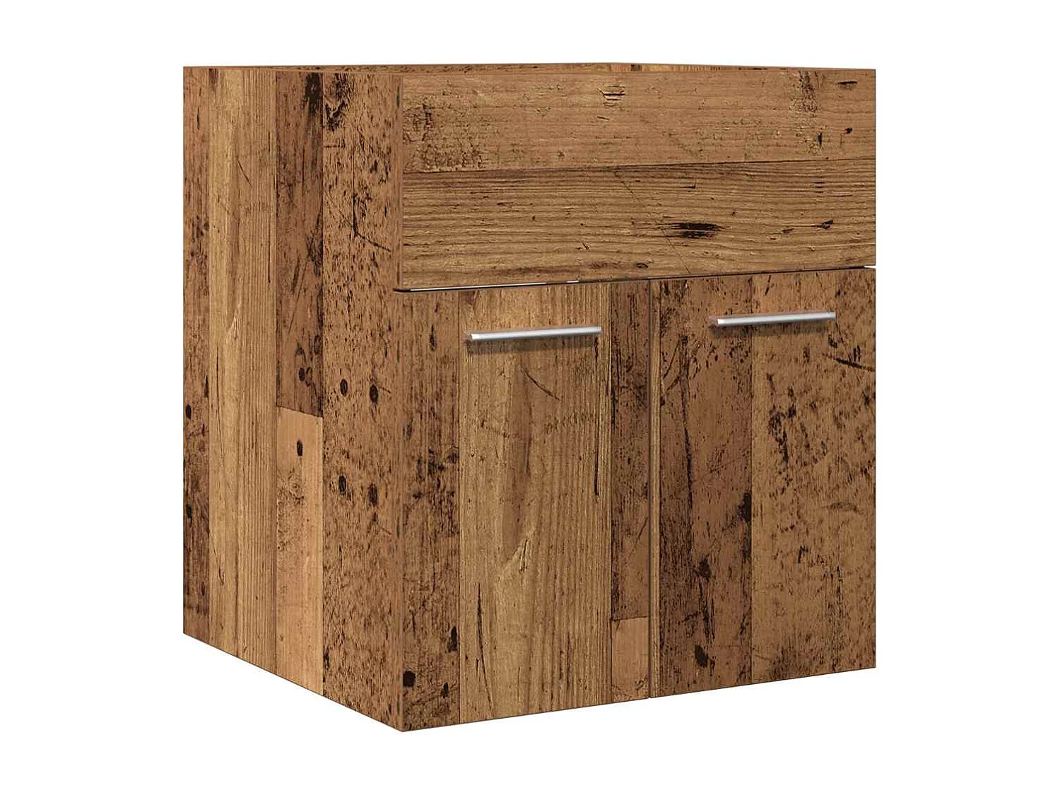 Badkamer wastafelkast oud hout bewerkt hout