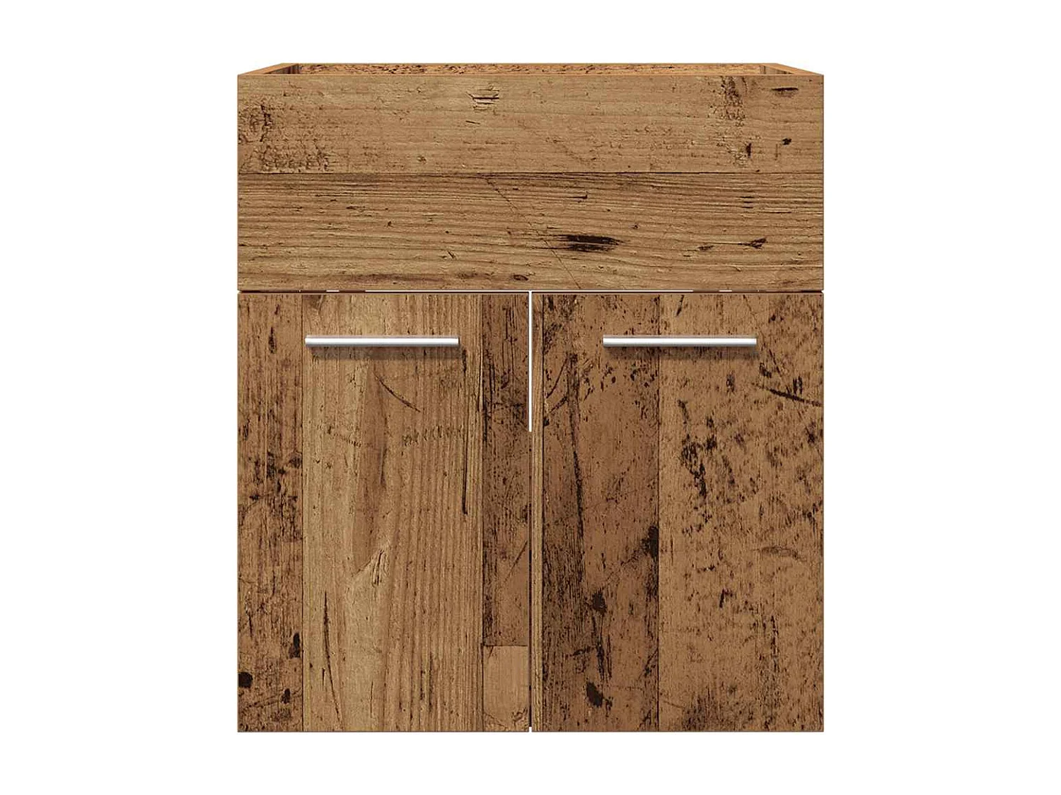 Badkamer wastafelkast oud hout bewerkt hout