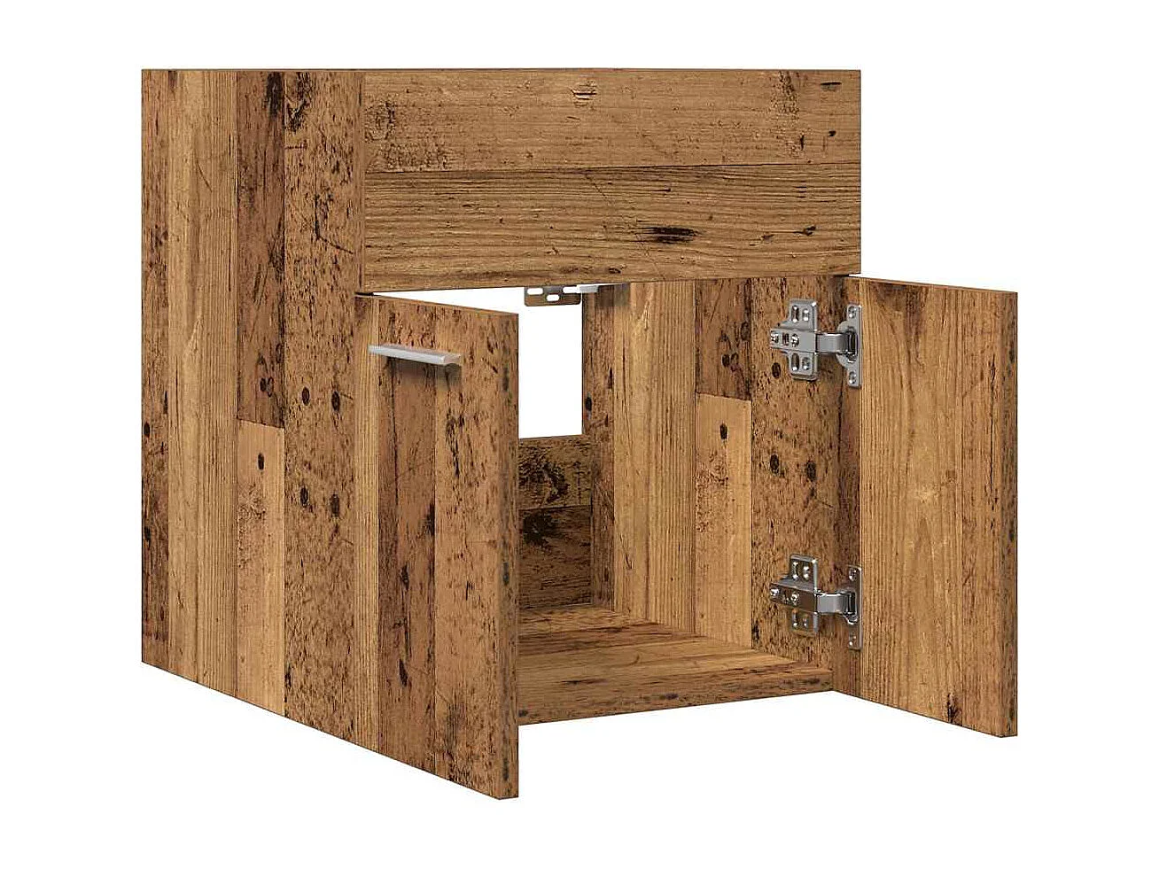 Badkamer wastafelkast oud hout bewerkt hout