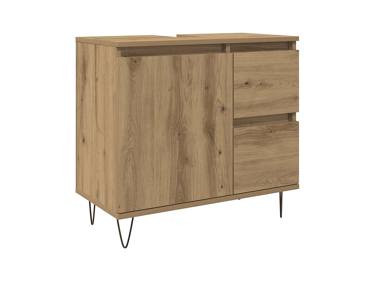 Badkamer wastafelkast handgemaakt eiken 65x33x60 cm