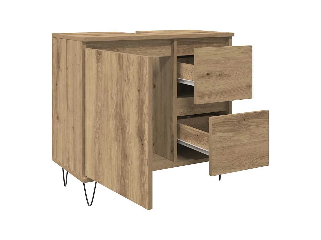 Badkamer wastafelkast handgemaakt eiken 65x33x60 cm