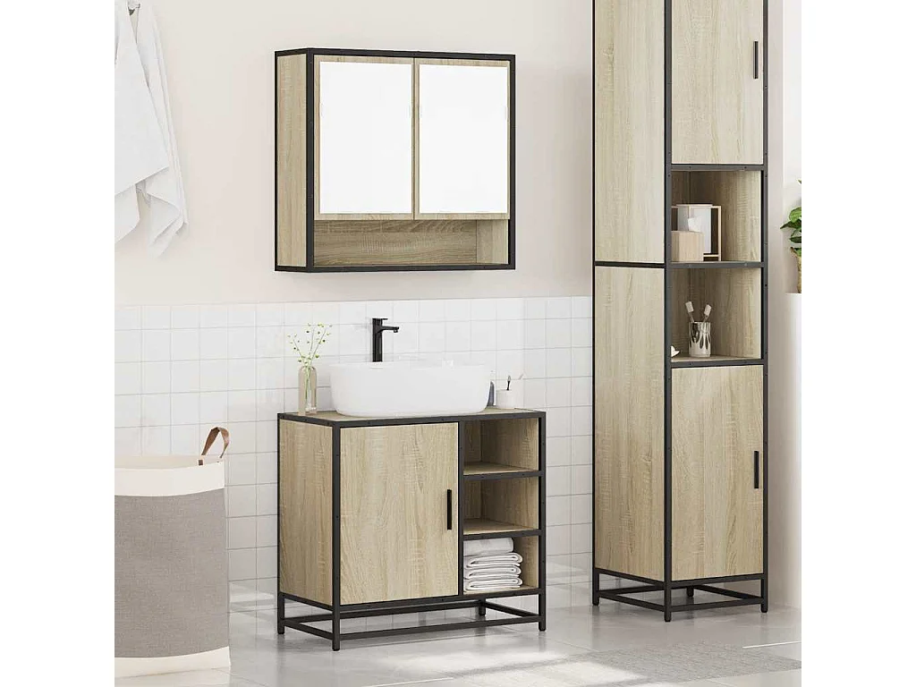 Ensemble de meubles de salle de bain 2 pcs chêne sonoma