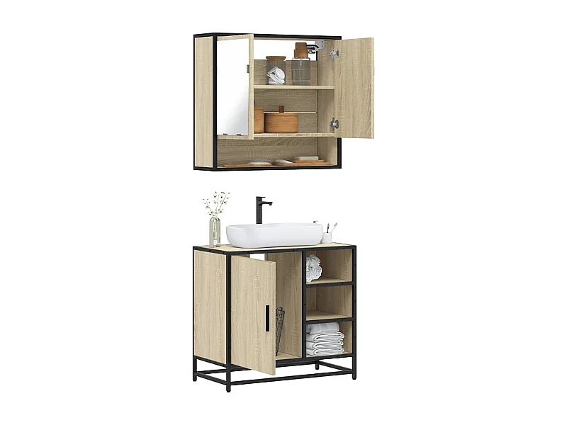 Ensemble de meubles de salle de bain 2 pcs chêne sonoma