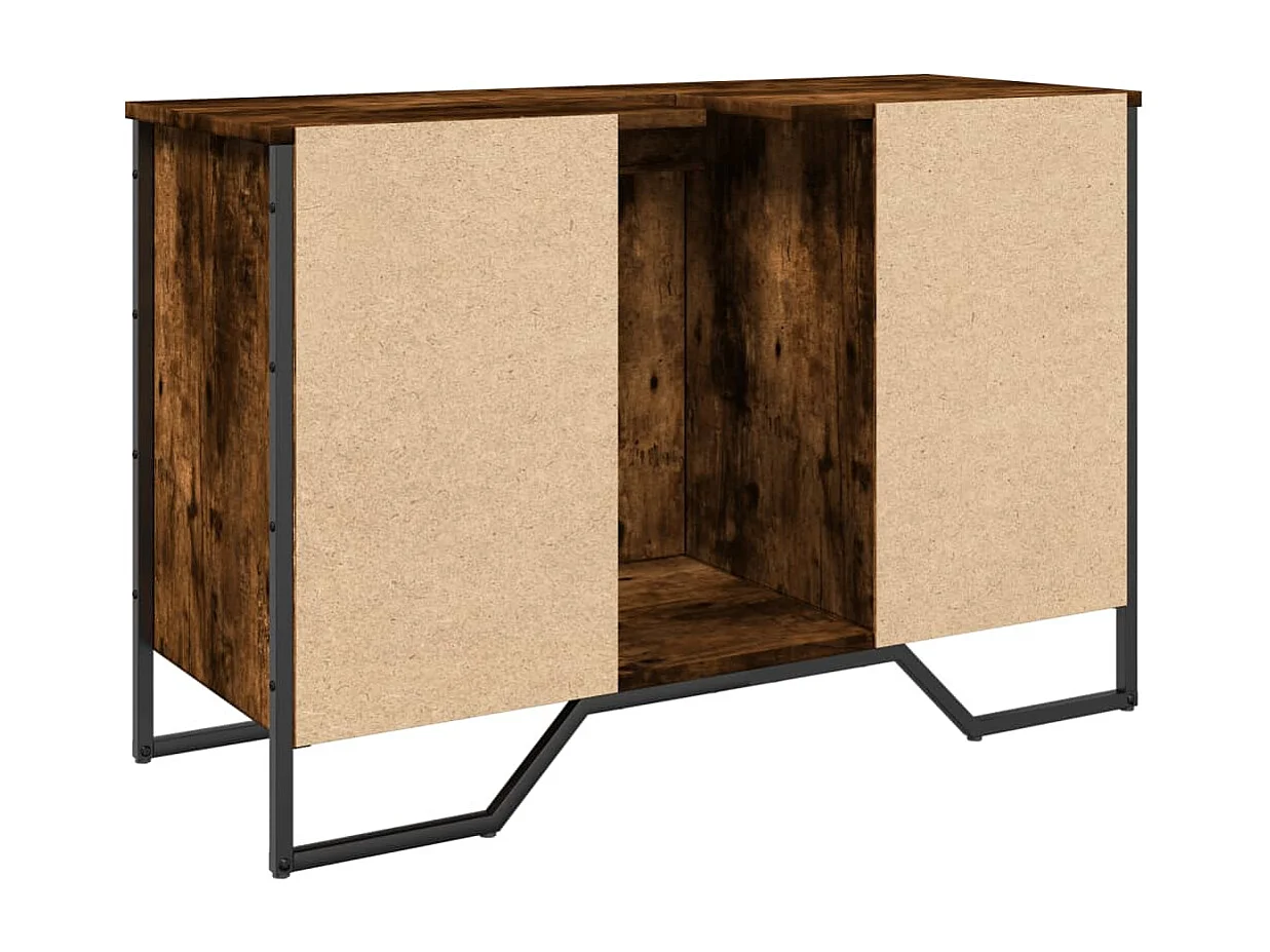 Gerookt eikenhouten wastafelmeubel 91x35x60 cm