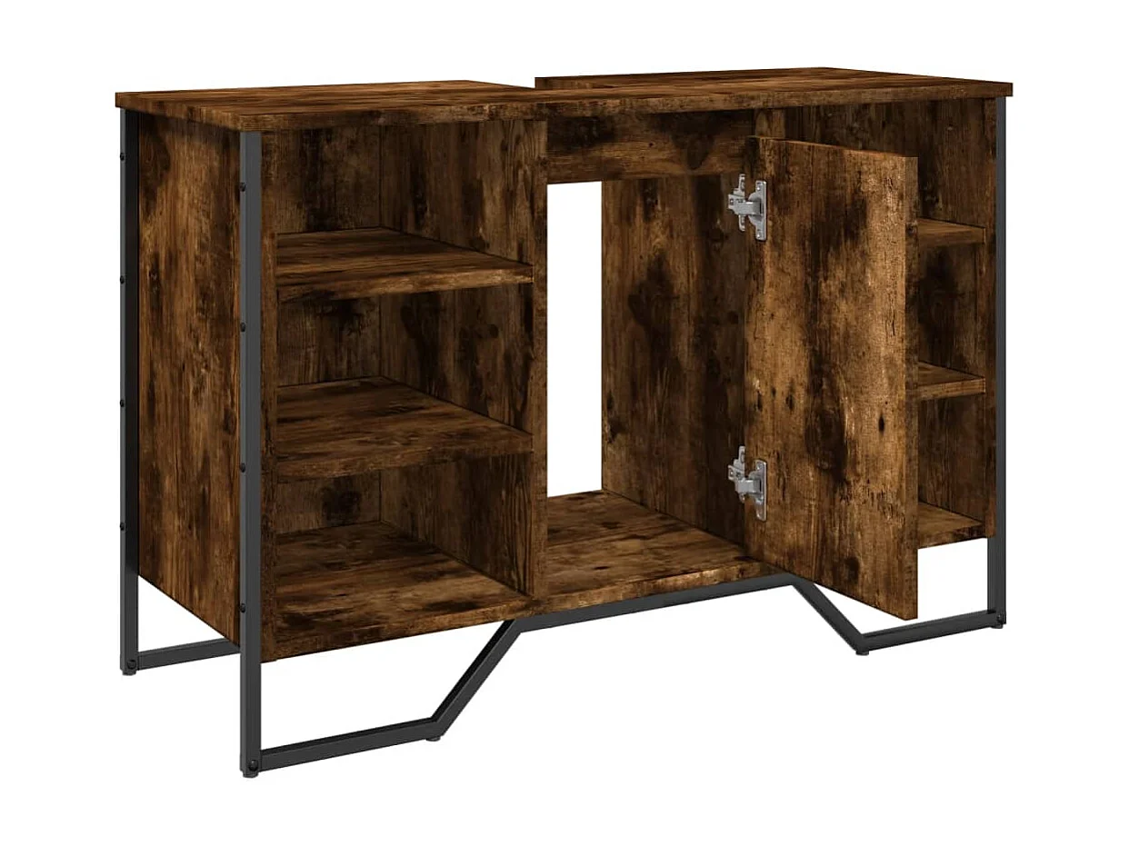 Gerookt eikenhouten wastafelmeubel 91x35x60 cm