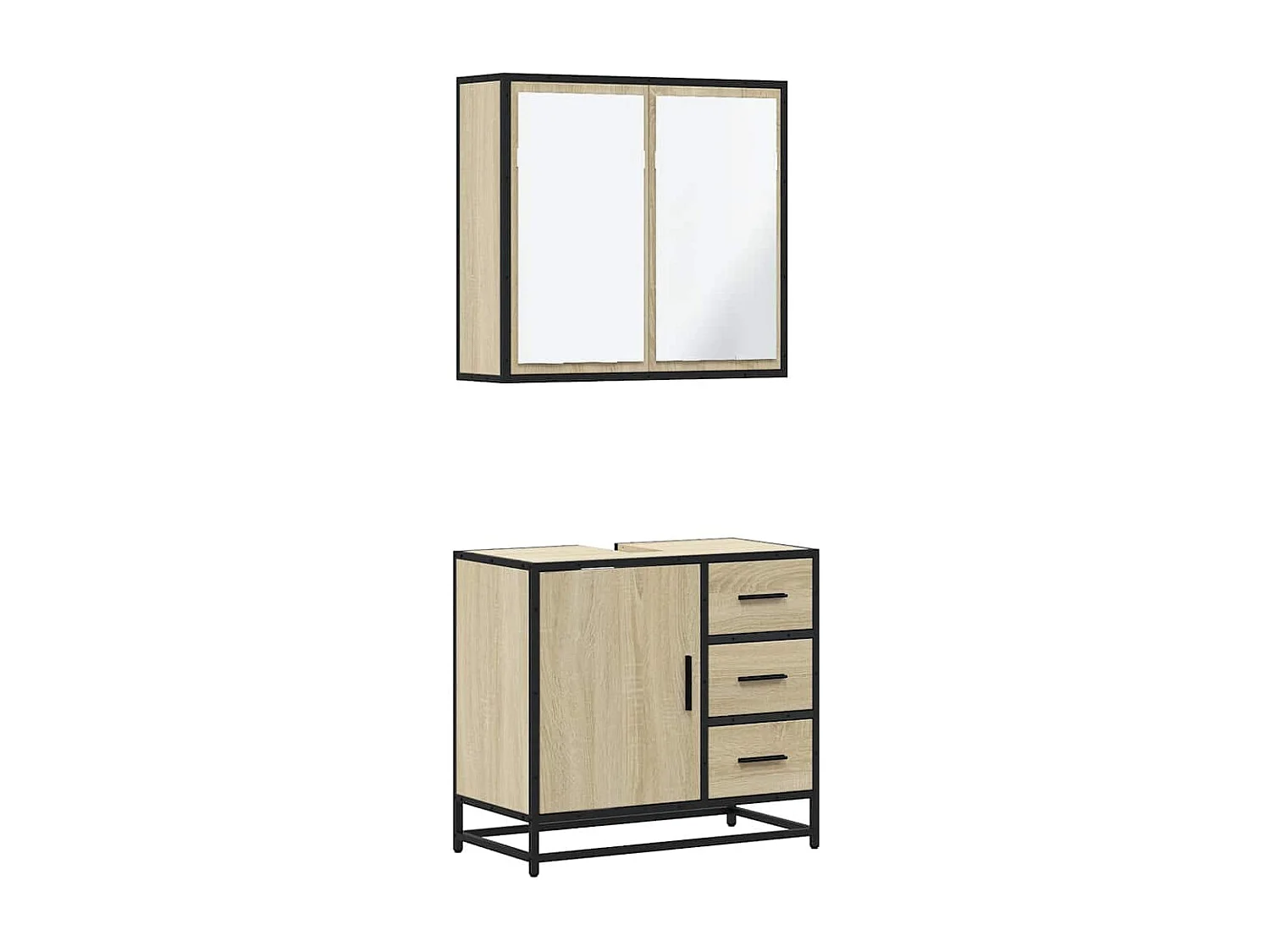 Ensemble de meubles de salle de bain 2 pcs chêne sonoma