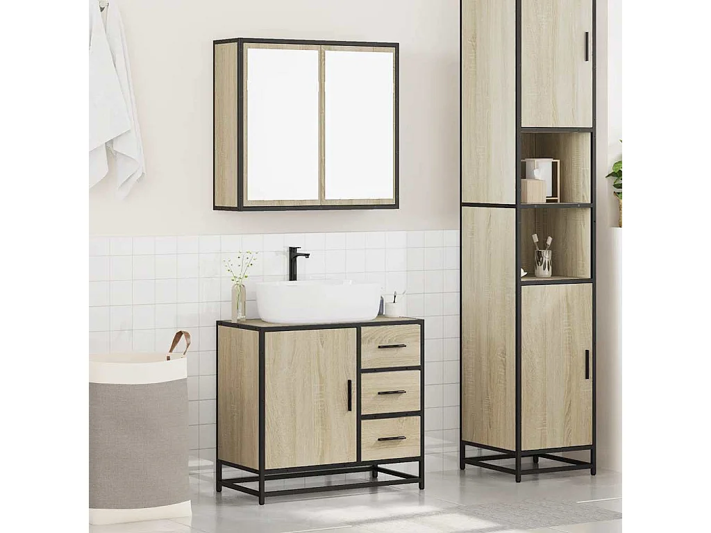 Ensemble de meubles de salle de bain 2 pcs chêne sonoma