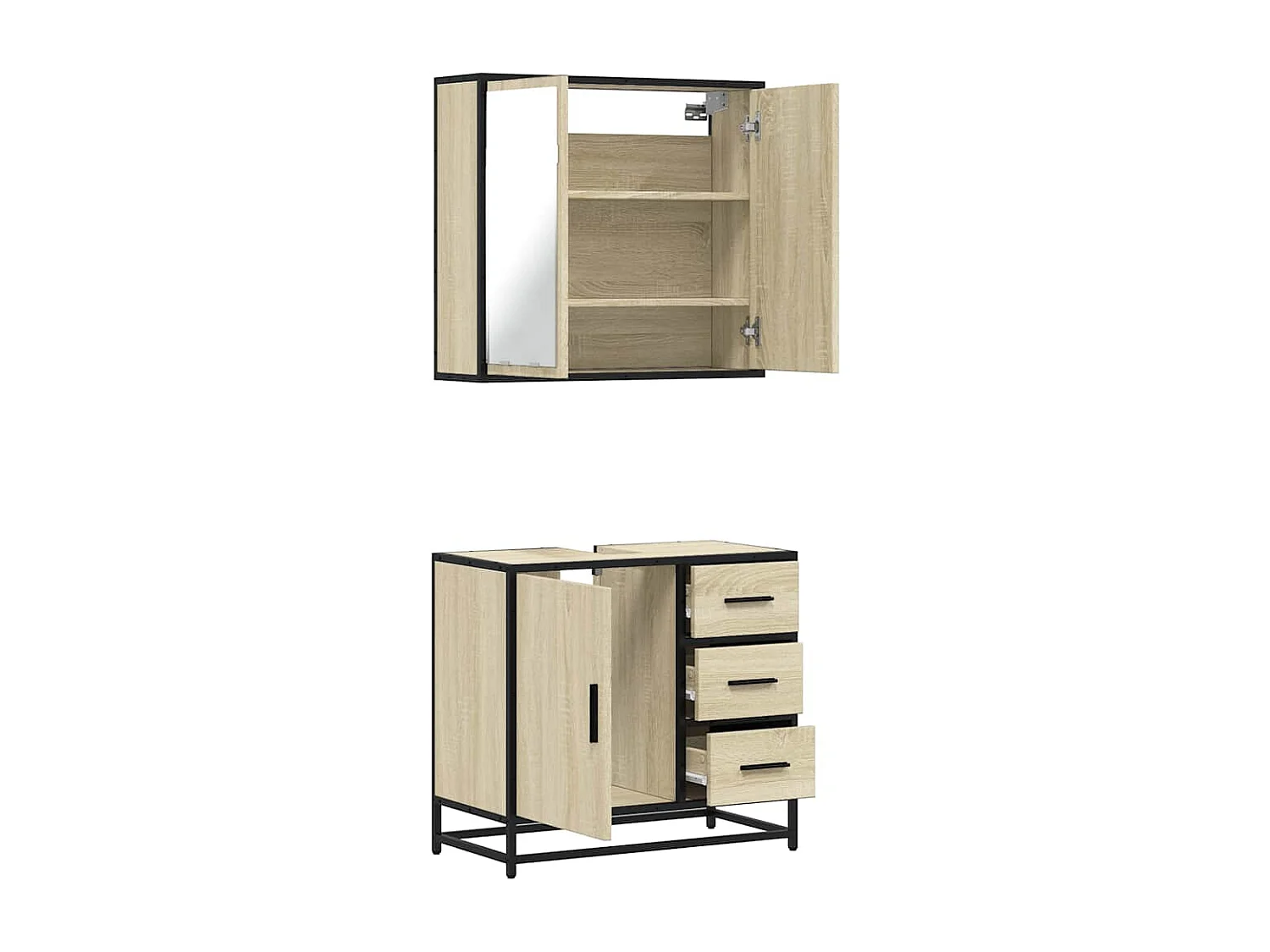 Ensemble de meubles de salle de bain 2 pcs chêne sonoma