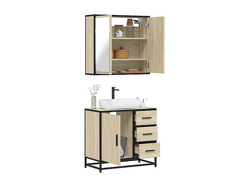 Set di mobili da bagno 2 pezzi in rovere Sonoma