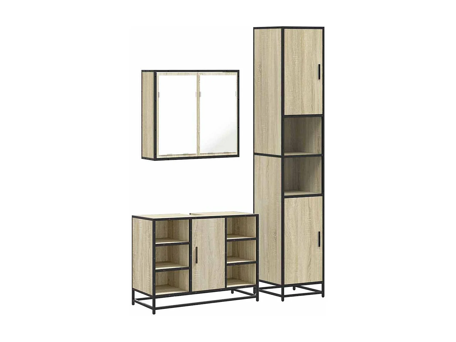 Ensemble de meubles de salle de bain 3 pcs chêne sonoma