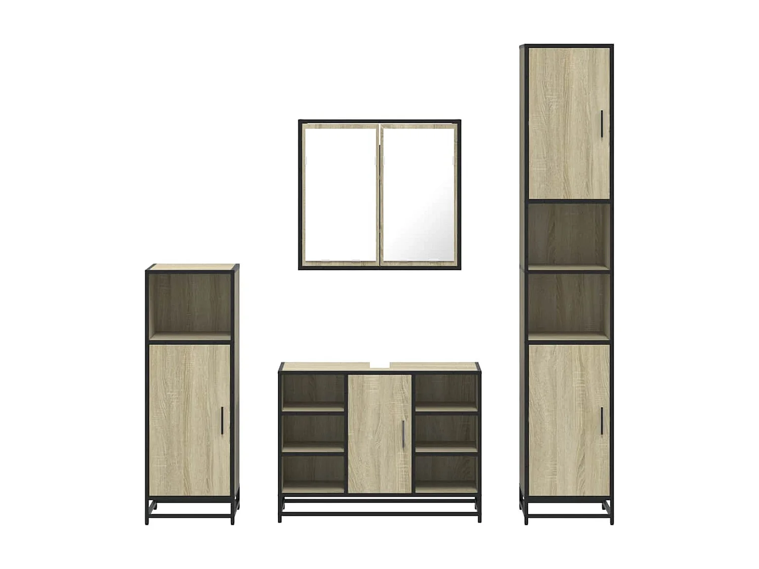 Ensemble de meubles de salle de bain 4 pcs chêne sonoma