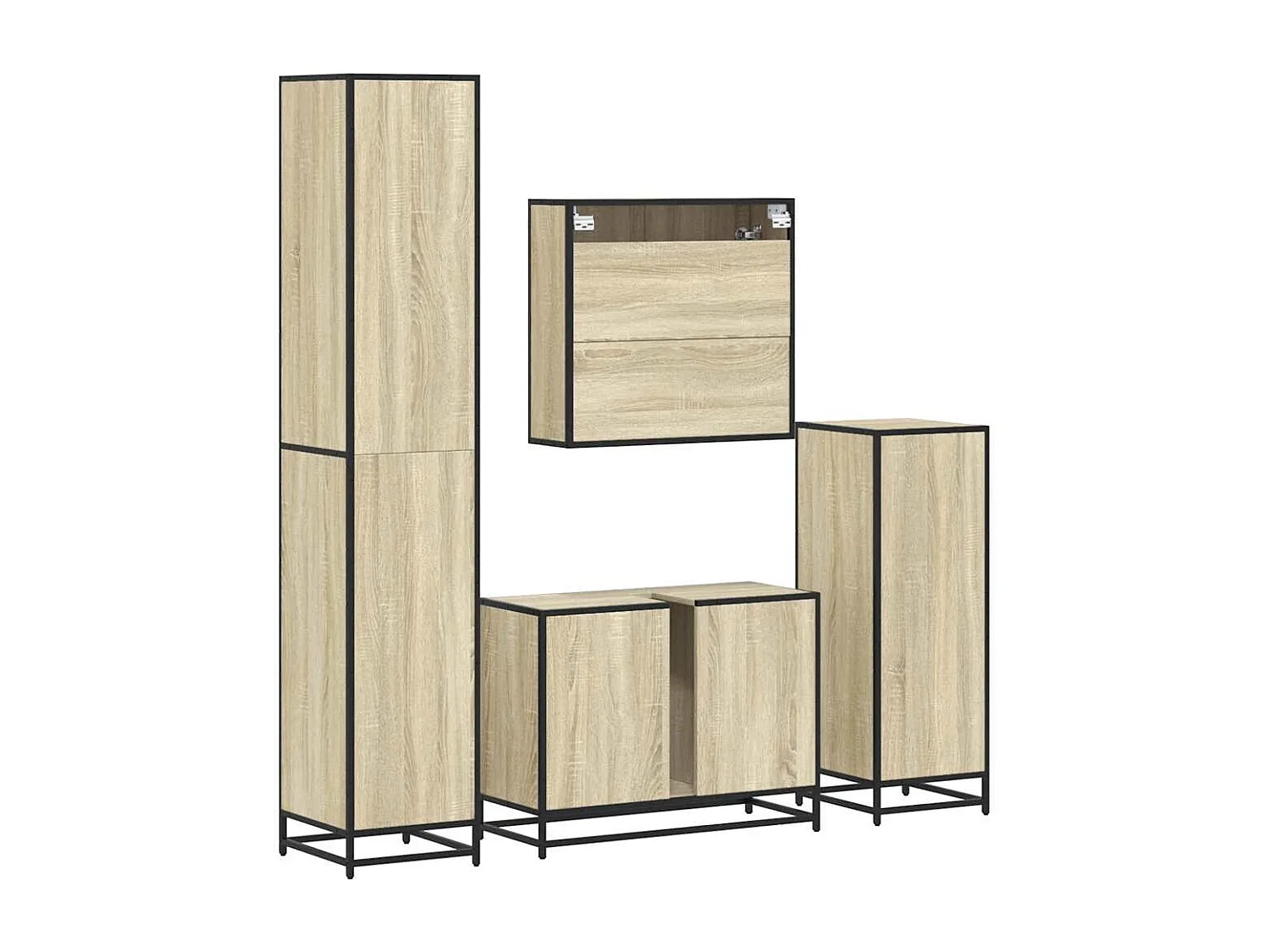 Ensemble de meubles de salle de bain 4 pcs chêne sonoma