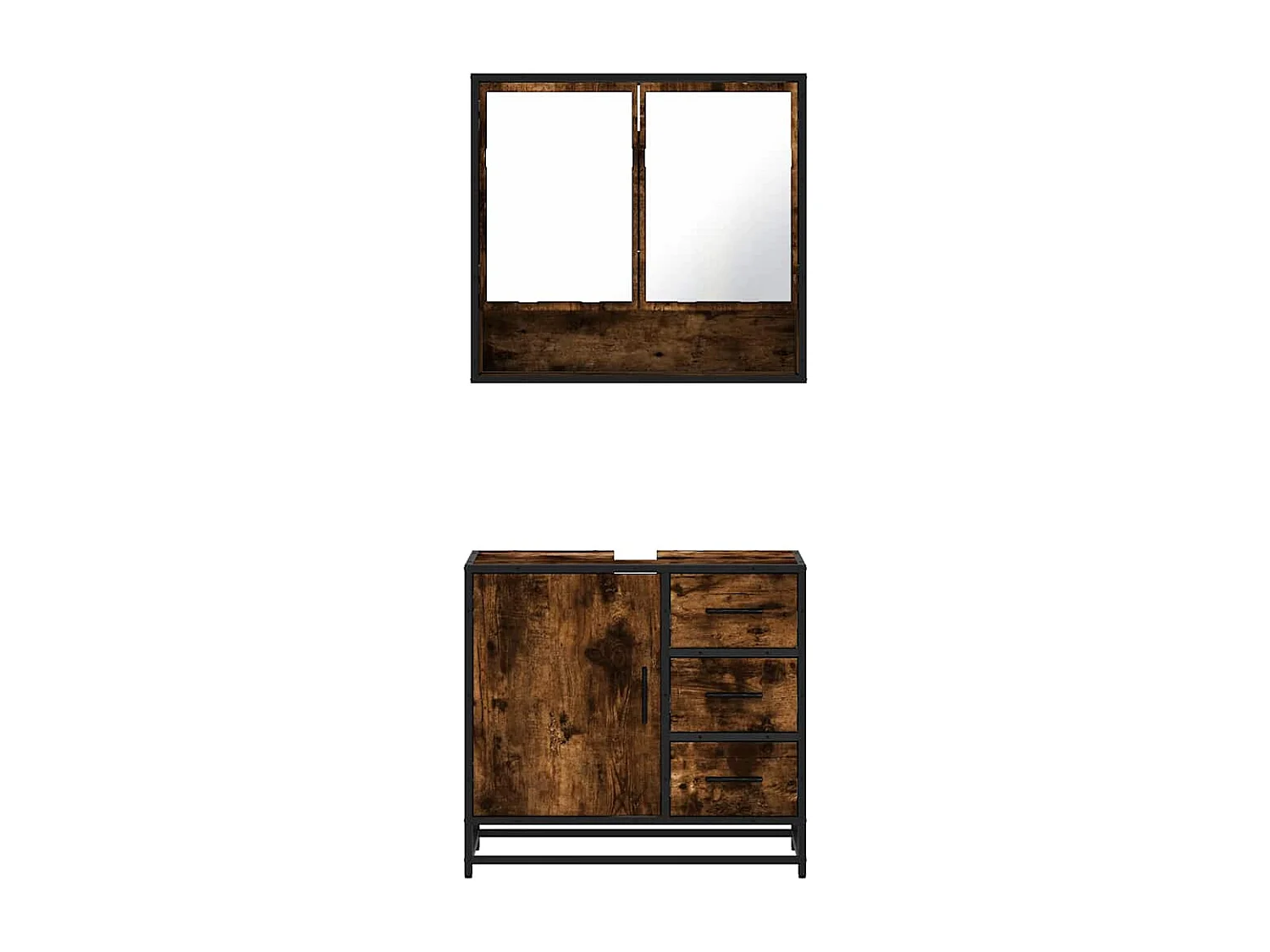 2-teiliges Badmöbel-Set Eiche geräuchert