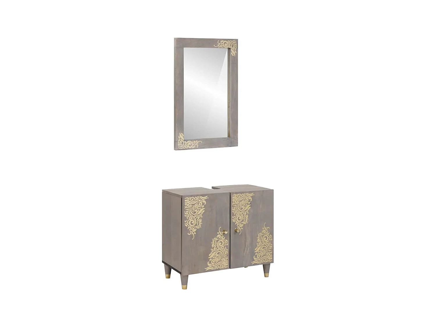 Ensemble de mobilier de salle de bain Montage mural 2 pcs Gris
