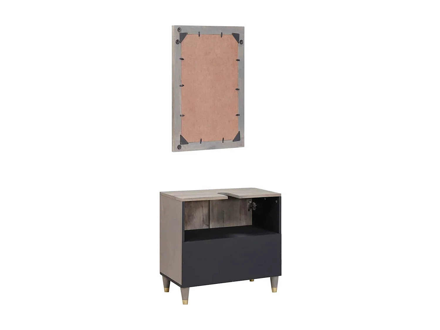 Ensemble de mobilier de salle de bain Montage mural 2 pcs Gris