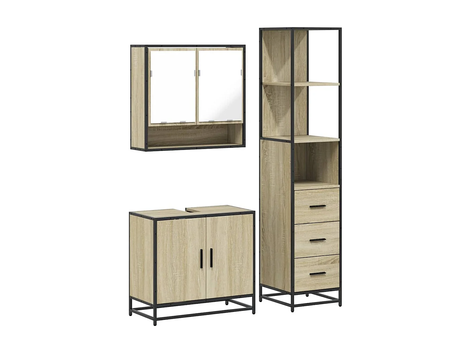 Ensemble de meubles de salle de bain 3 pcs chêne sonoma