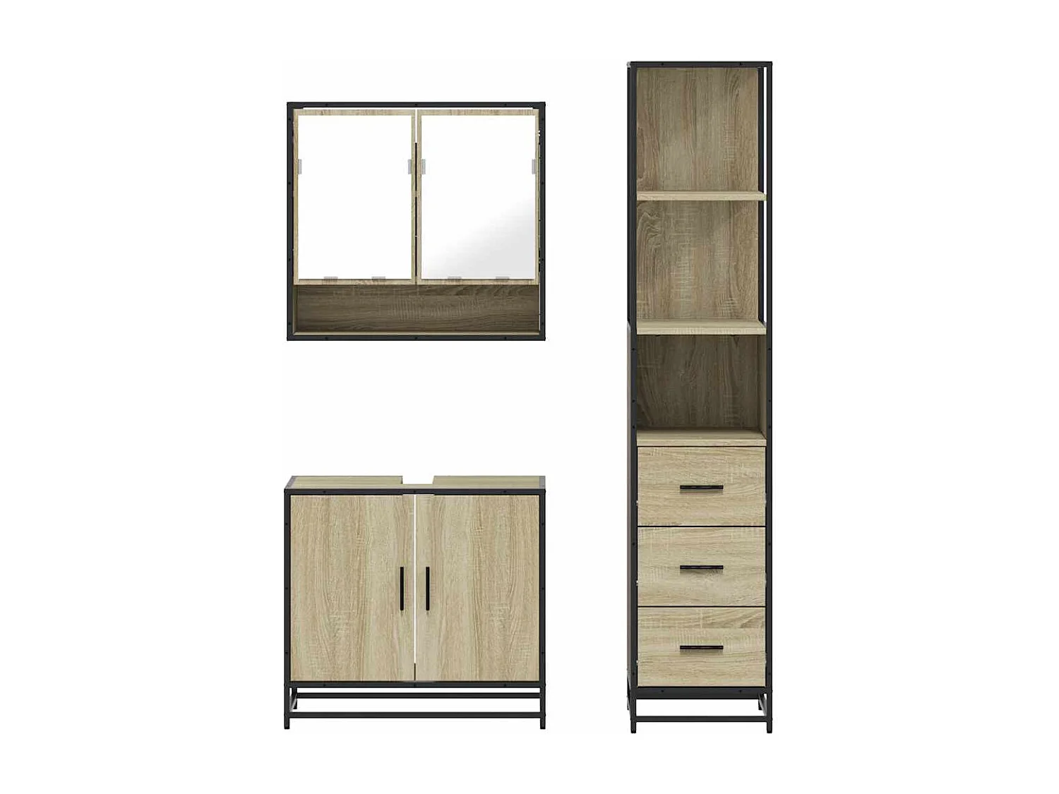 Ensemble de meubles de salle de bain 3 pcs chêne sonoma