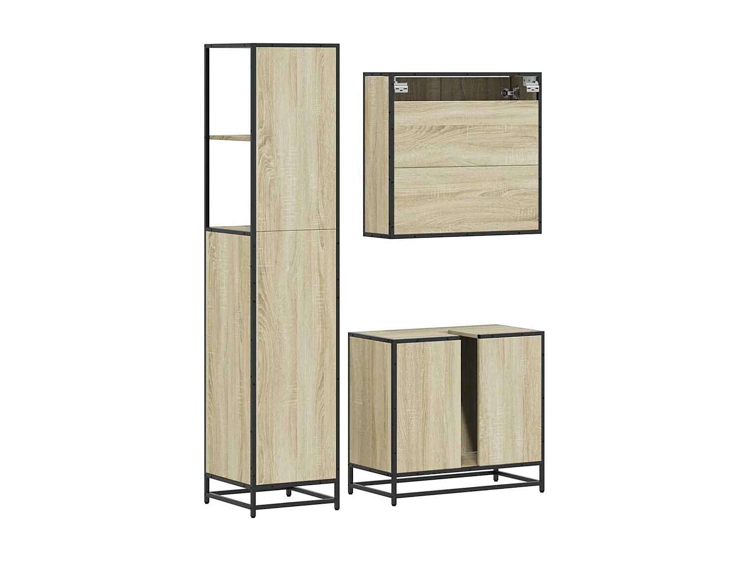 Ensemble de meubles de salle de bain 3 pcs chêne sonoma
