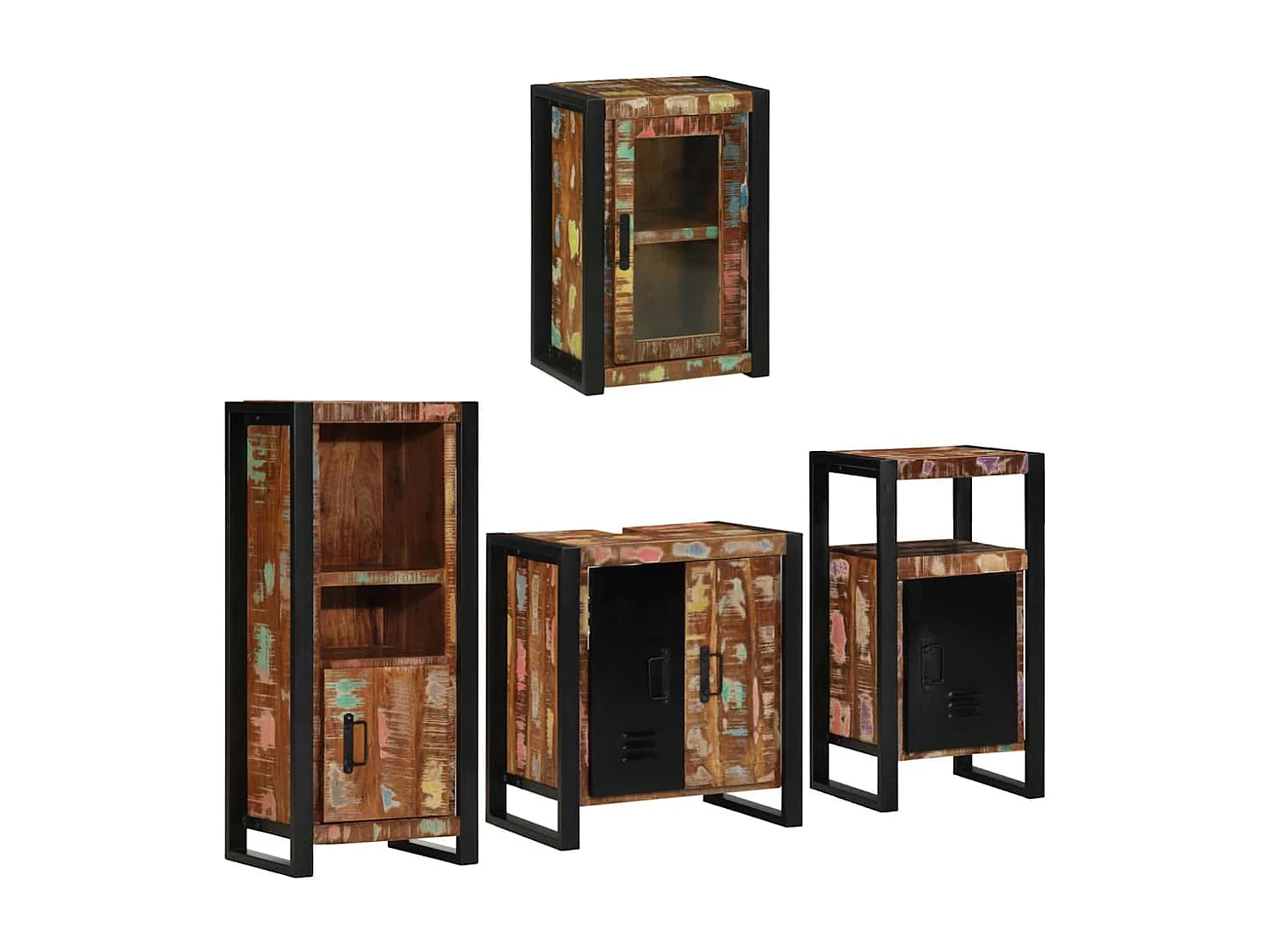 Set di mobili da bagno a parete 4 pezzi