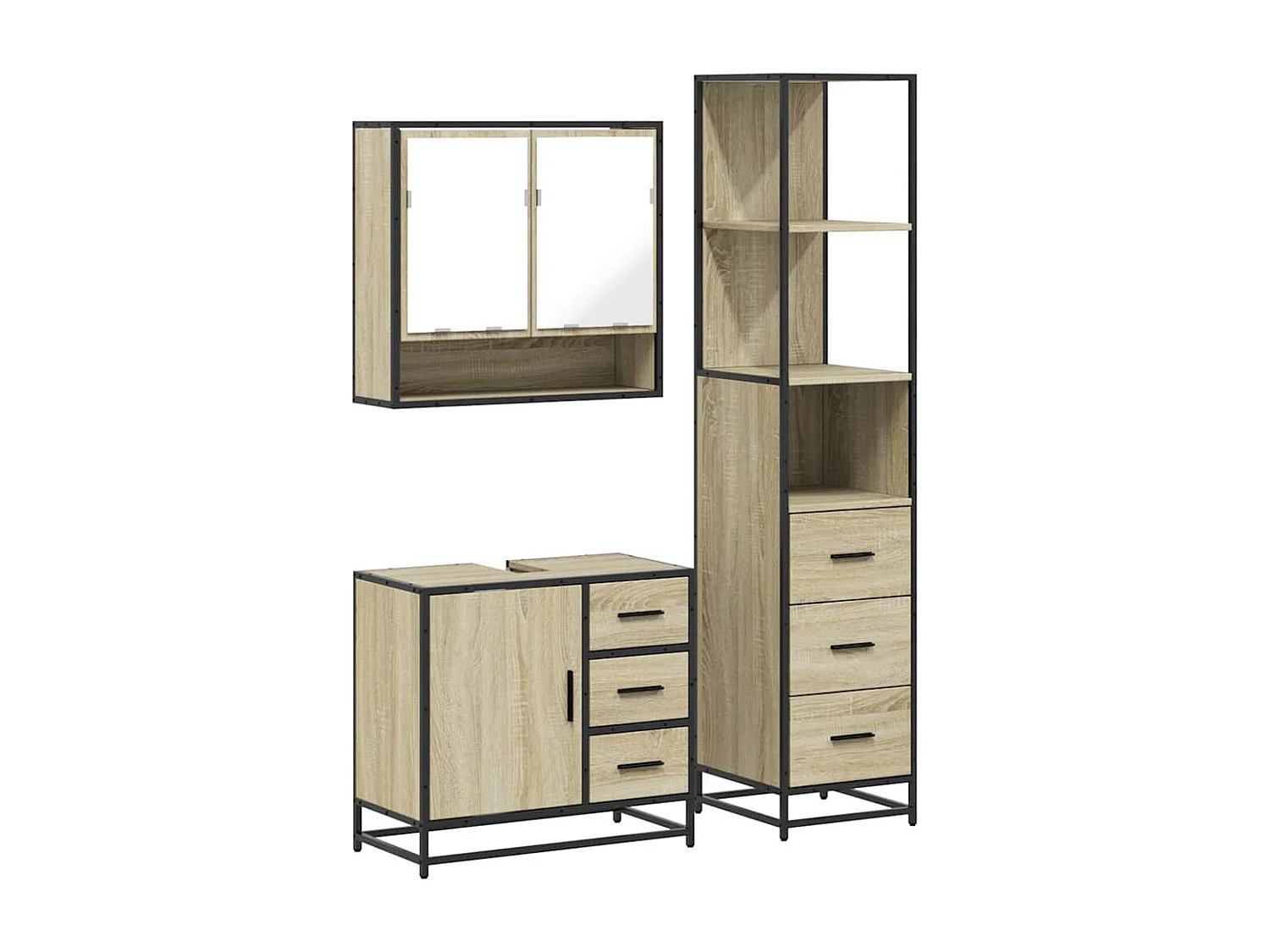 Ensemble de meubles de salle de bain 3 pcs chêne sonoma