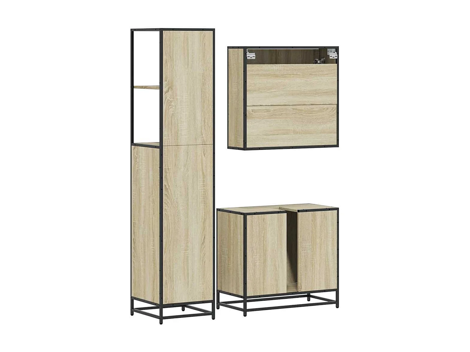 Ensemble de meubles de salle de bain 3 pcs chêne sonoma