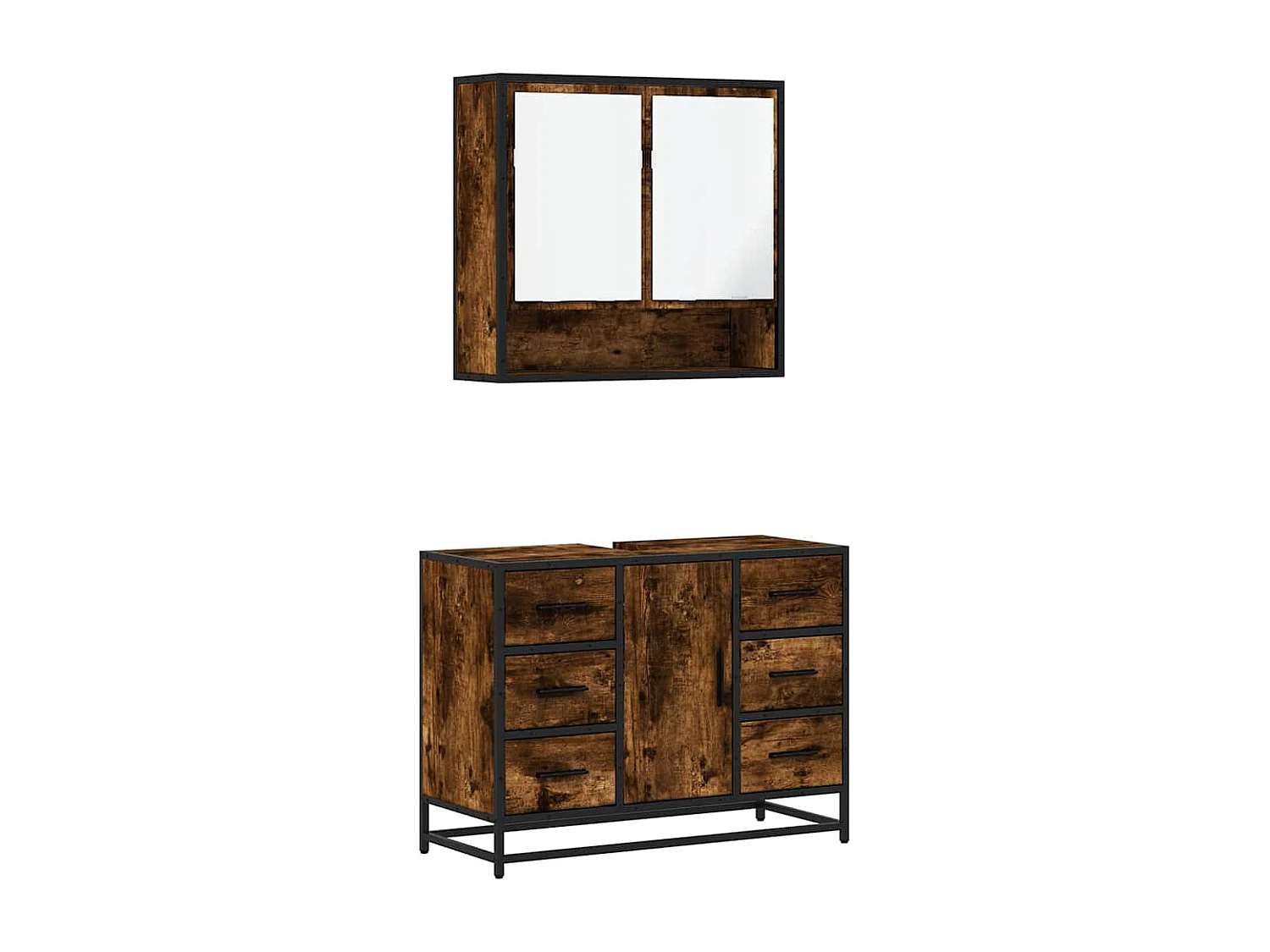 Ensemble de meubles de salle de bain 2 pcs Chêne fumé