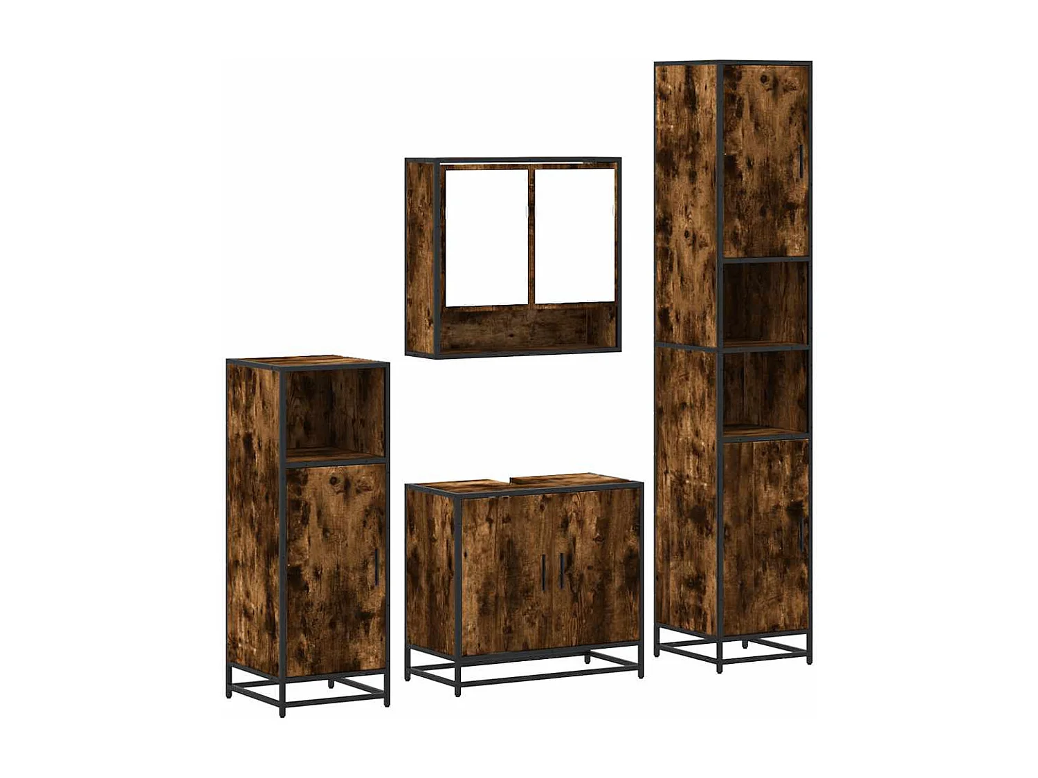 Ensemble meubles salle de bain 4 pcs chêne fumé bois ingénierie