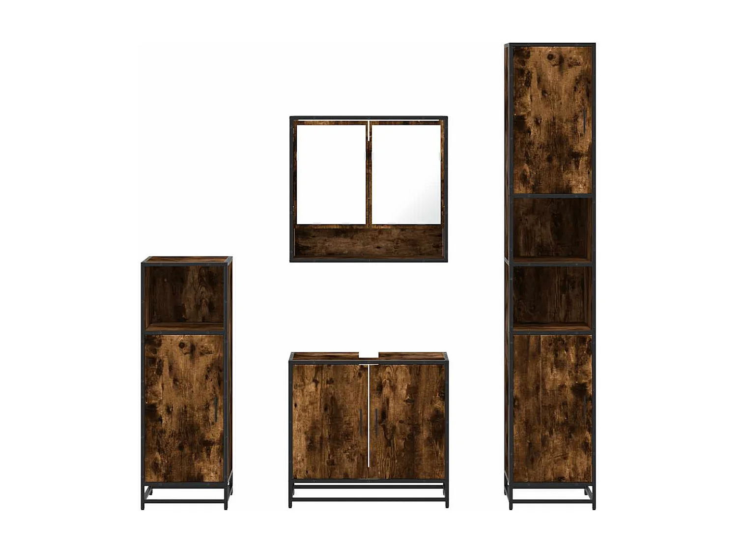 Ensemble meubles salle de bain 4 pcs chêne fumé bois ingénierie