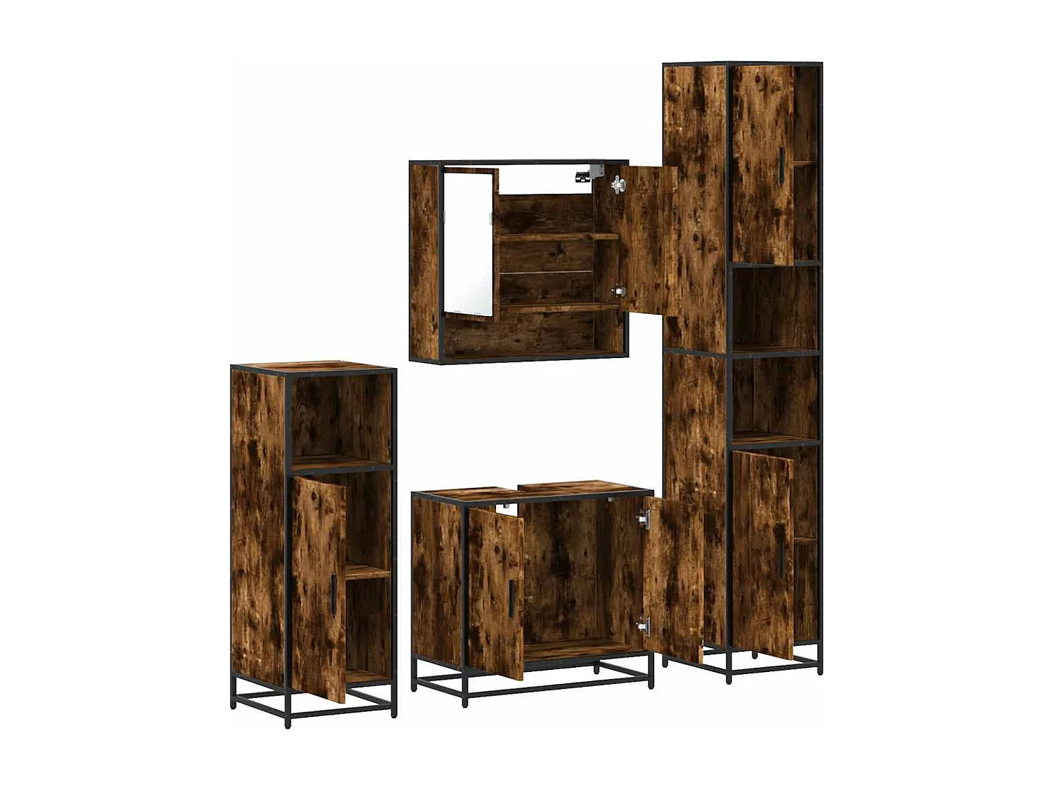 Ensemble meubles salle de bain 4 pcs chêne fumé bois ingénierie